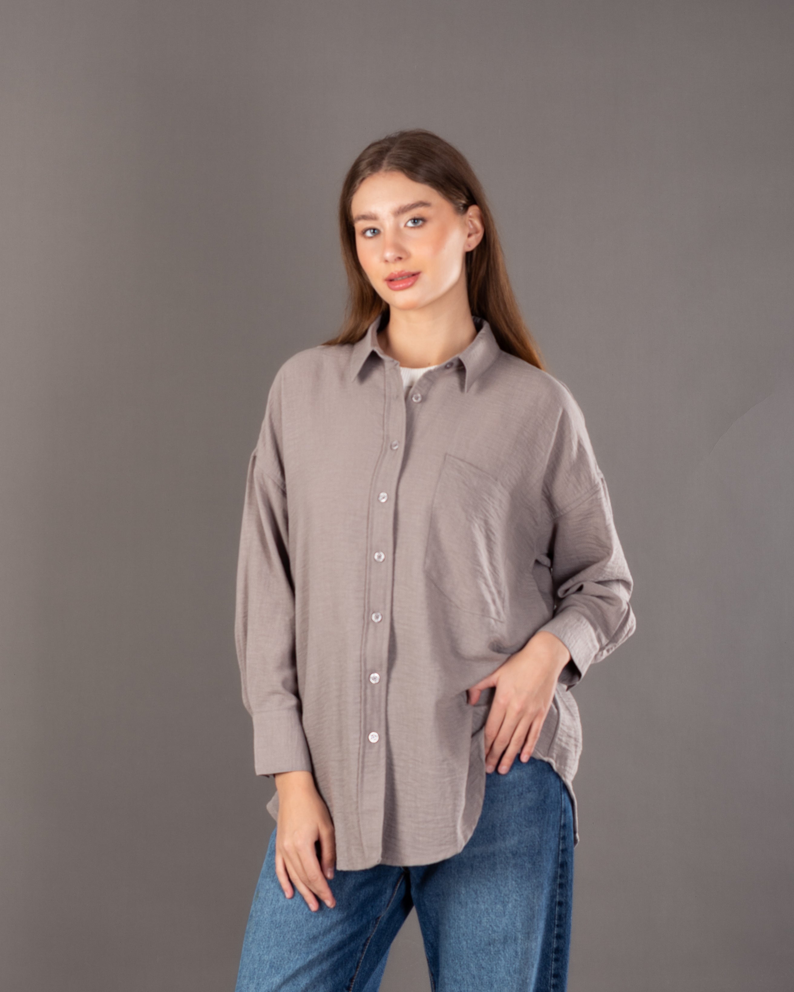 Plain Linen Shirt - With Large Chest Pocket