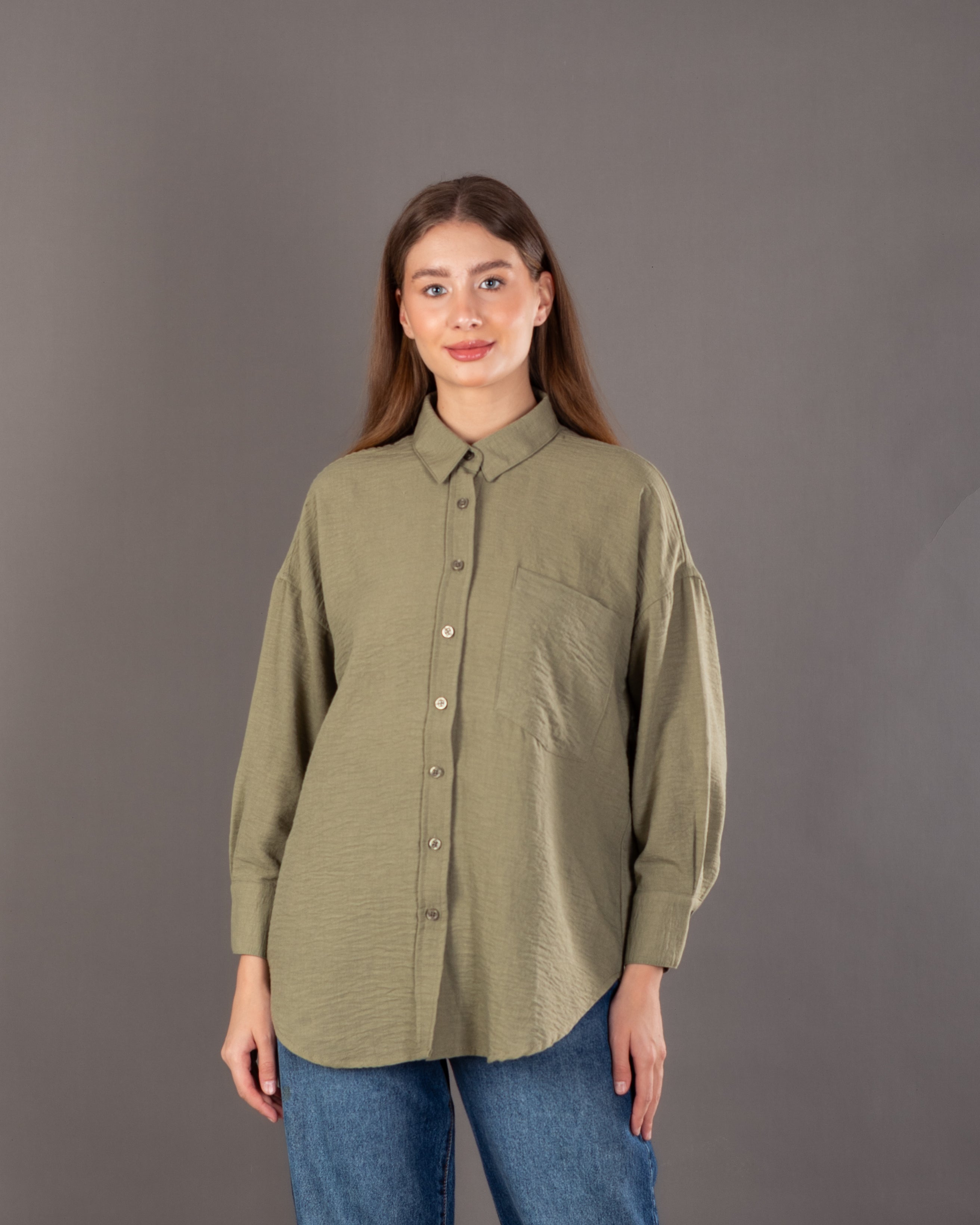 Plain Linen Shirt - With Large Chest Pocket