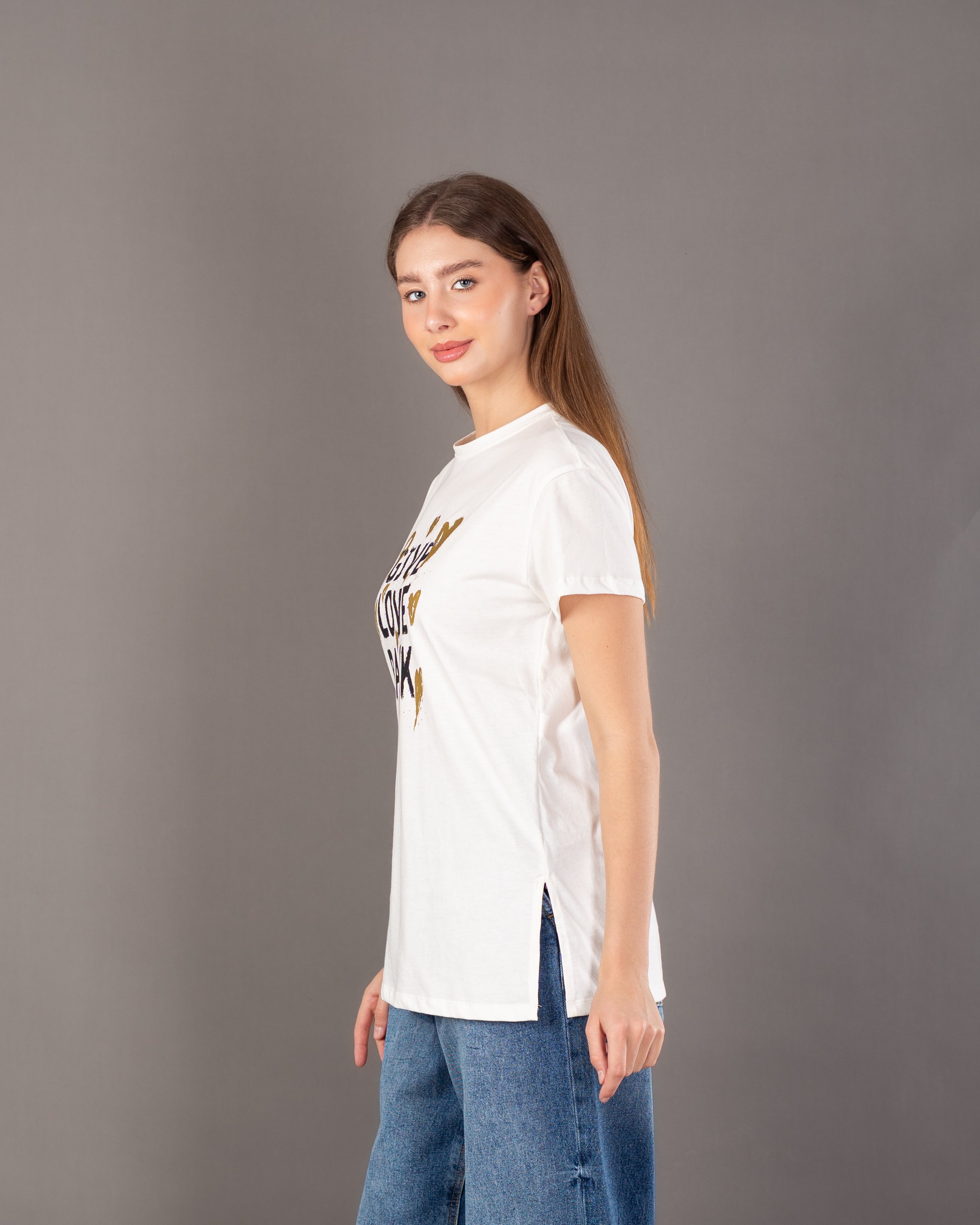 Golden Heart Print T-Shirt