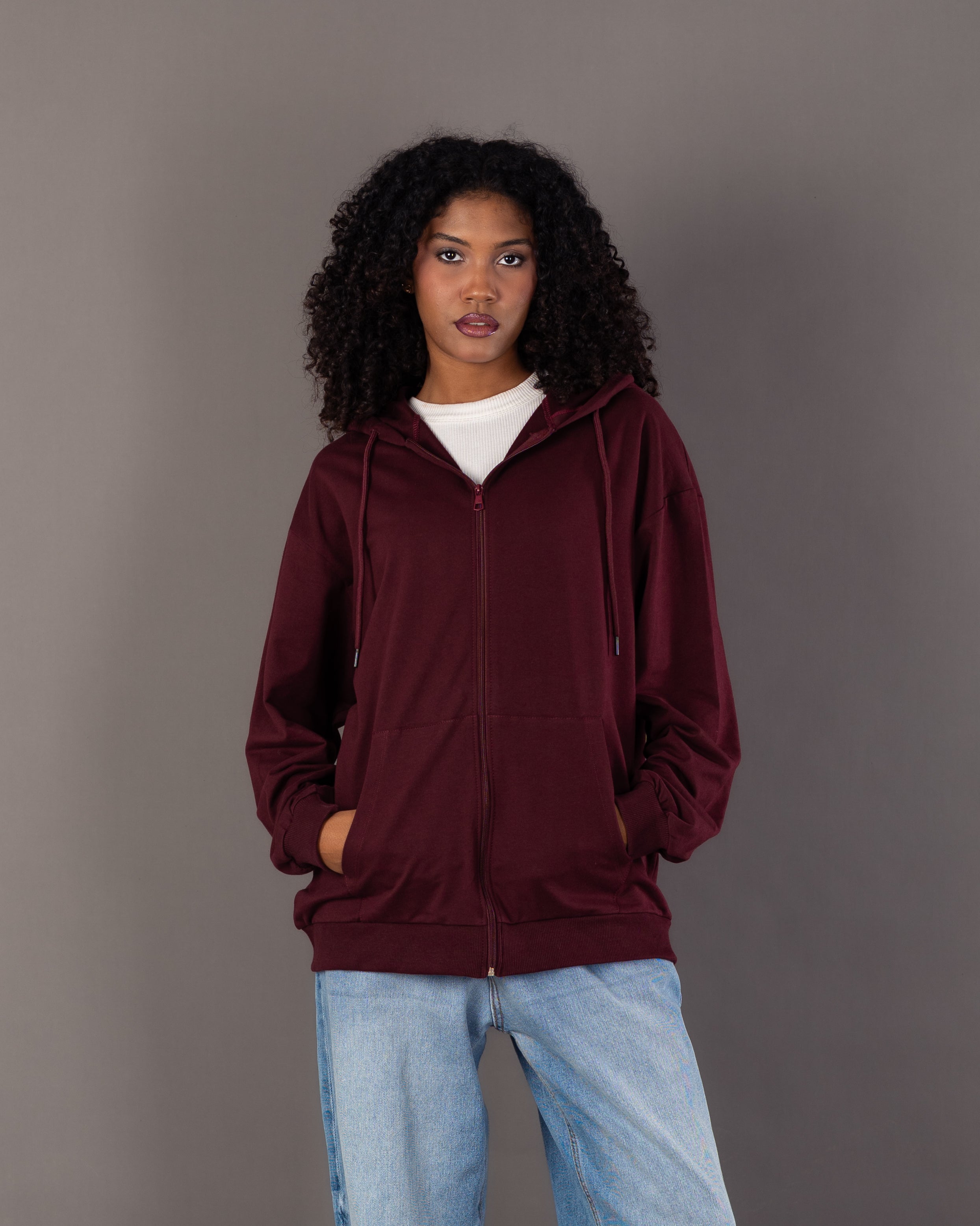 Plain Zip Up - Sweatshirt
