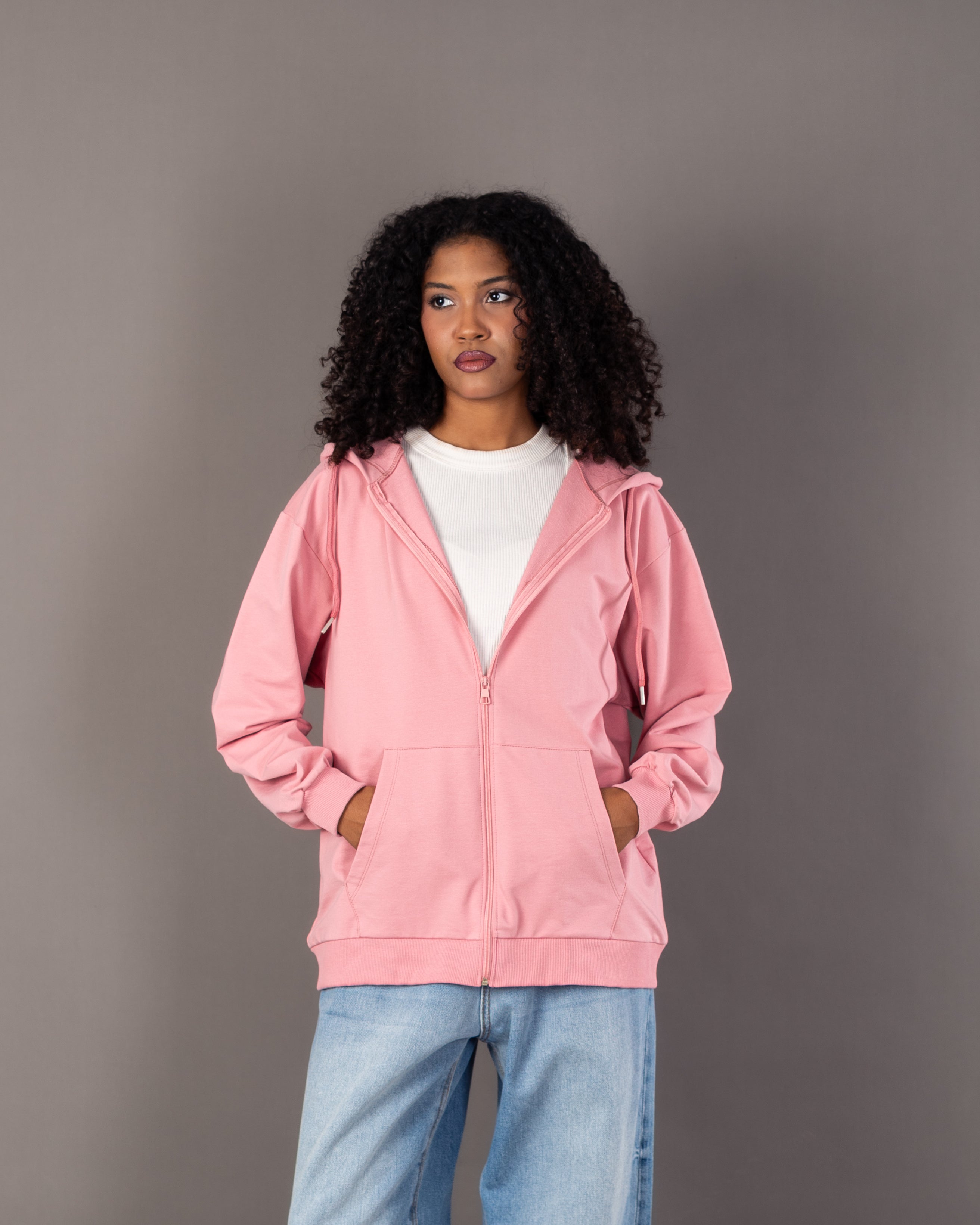Plain Zip Up - Sweatshirt