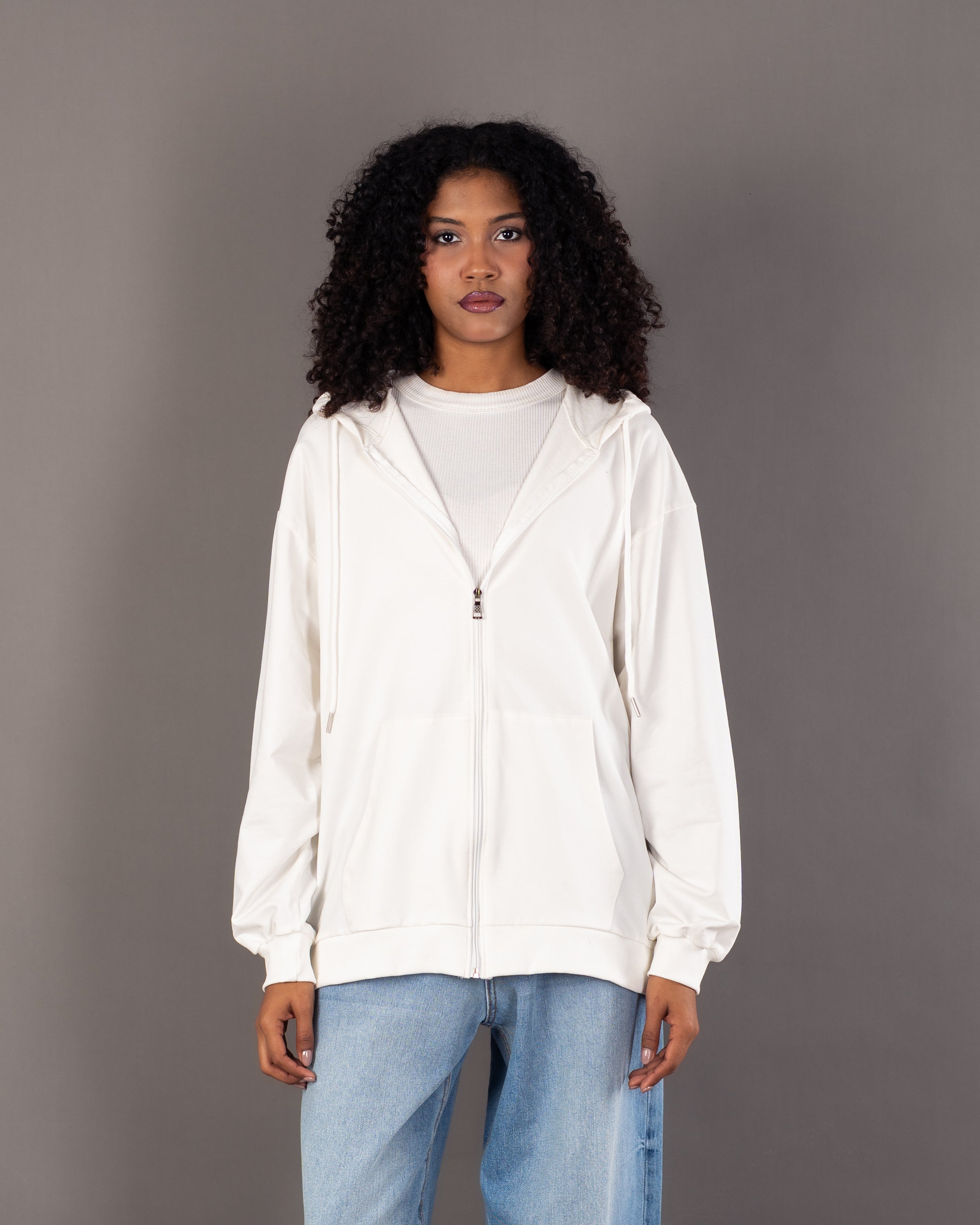Plain Zip Up - Sweatshirt
