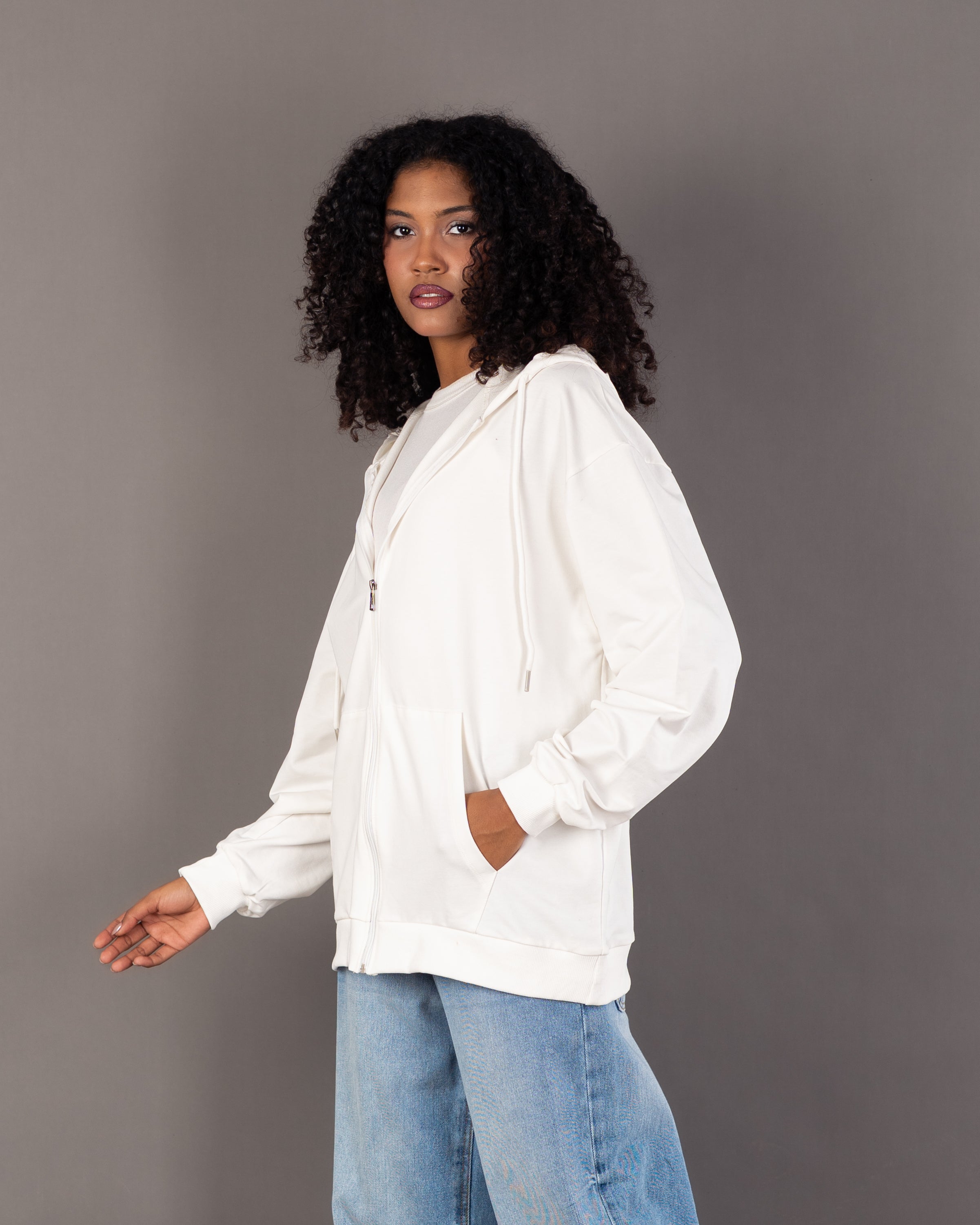 Plain Zip Up - Sweatshirt