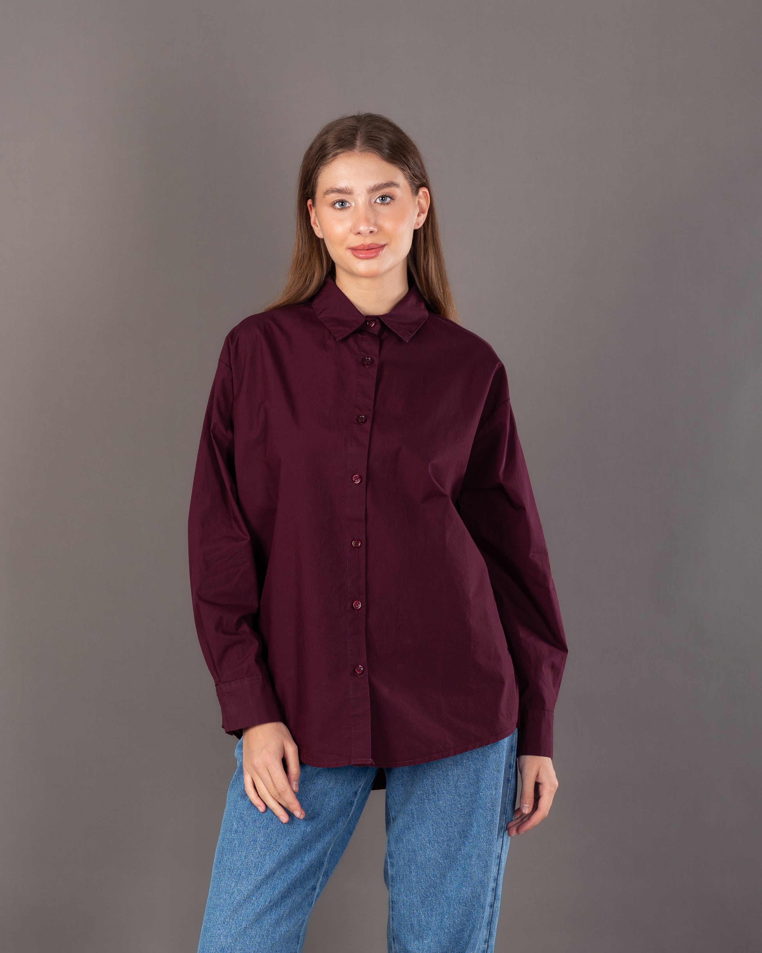 Long Plain Shirt - With Colored Buttons