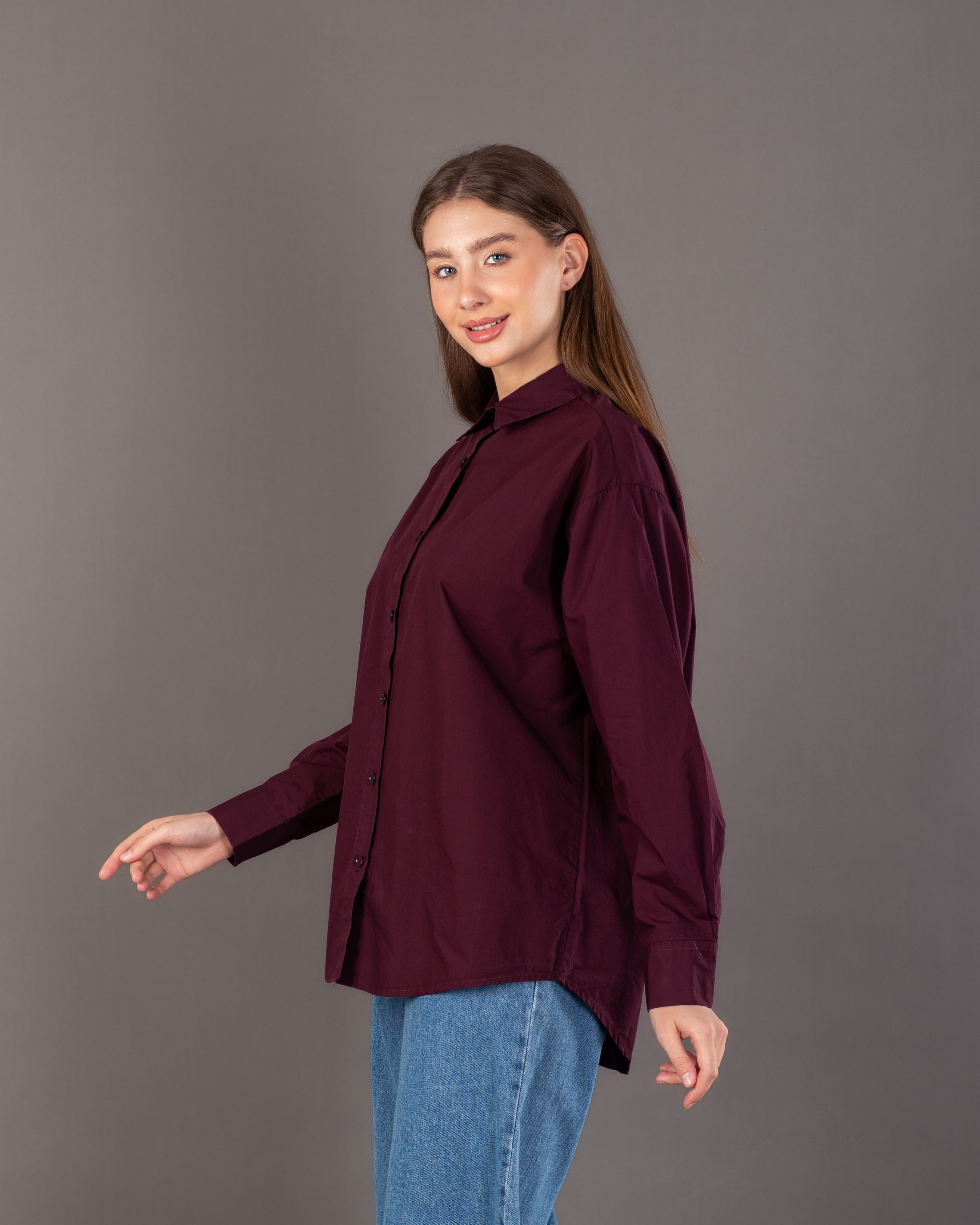 Long Plain Shirt - With Colored Buttons