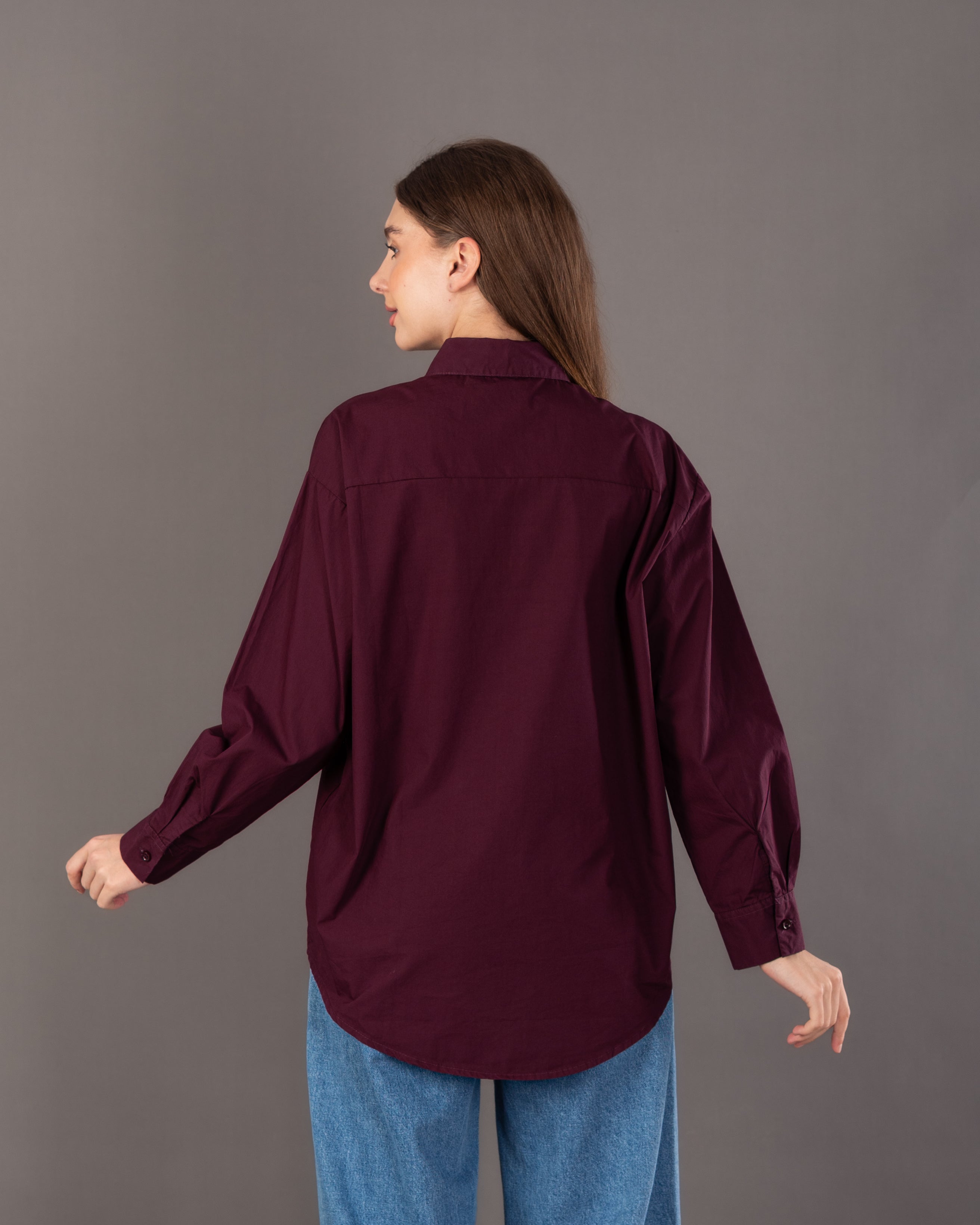 Long Plain Shirt - With Colored Buttons