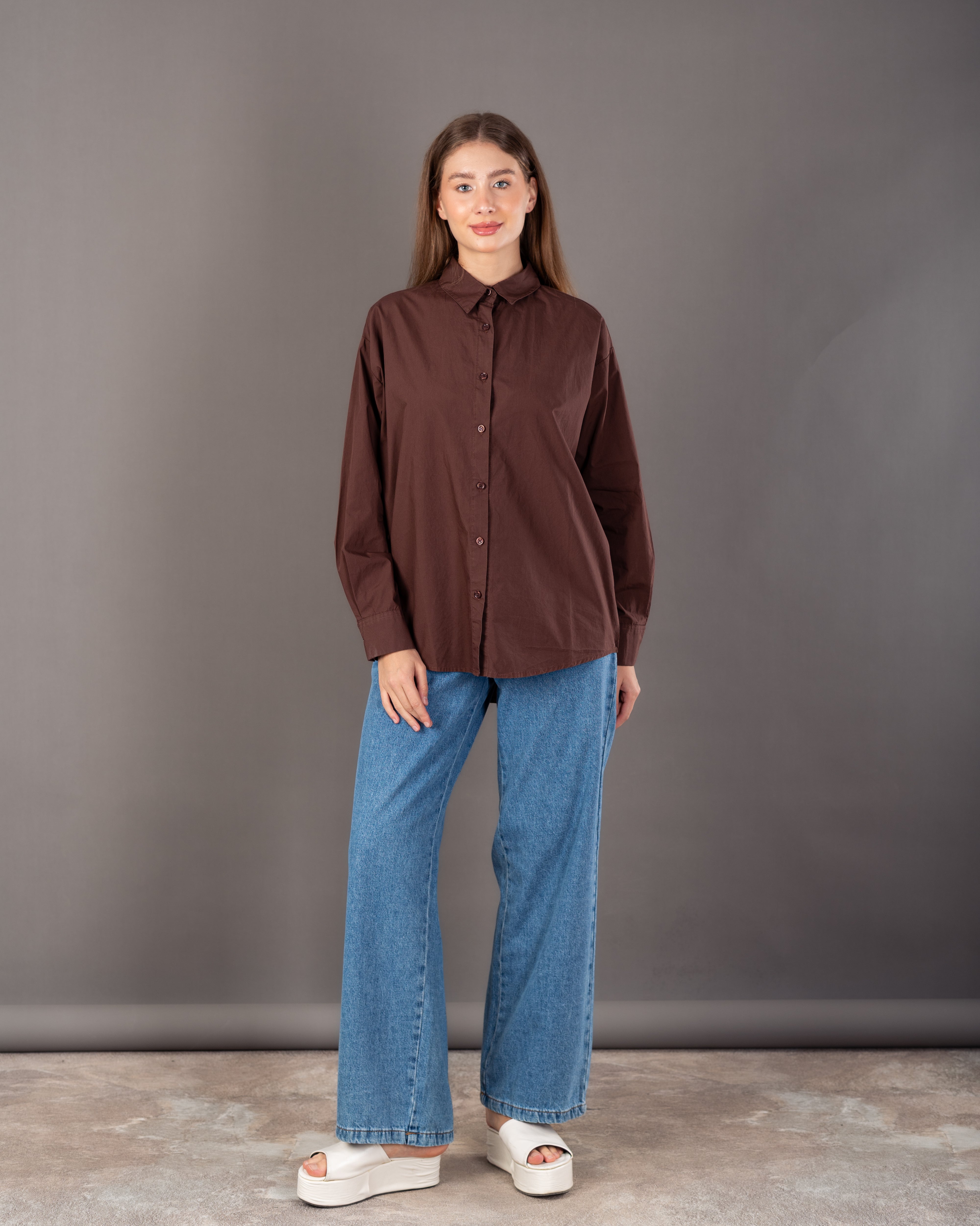 Long Plain Shirt - With Colored Buttons