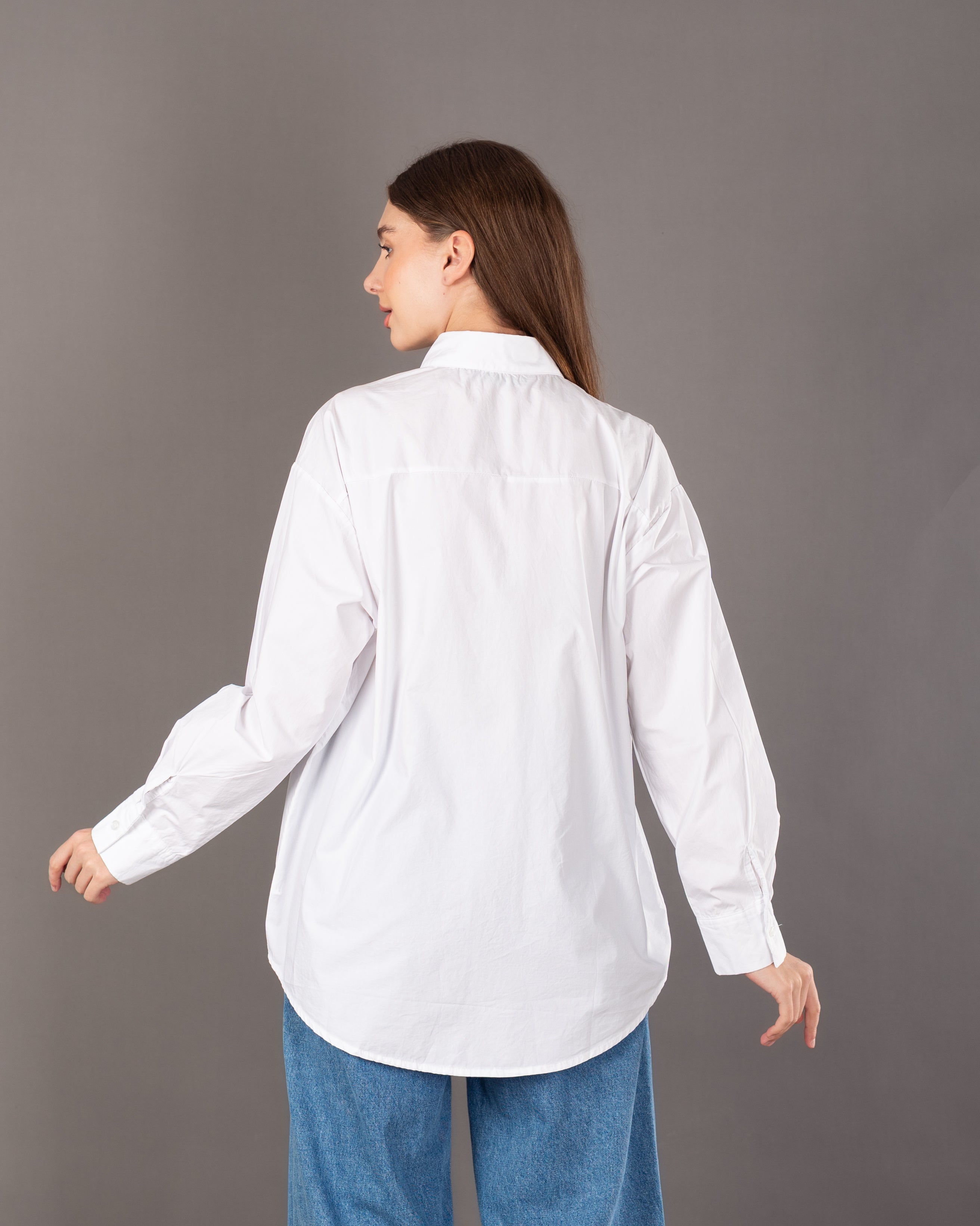 Long Plain Shirt - With Colored Buttons