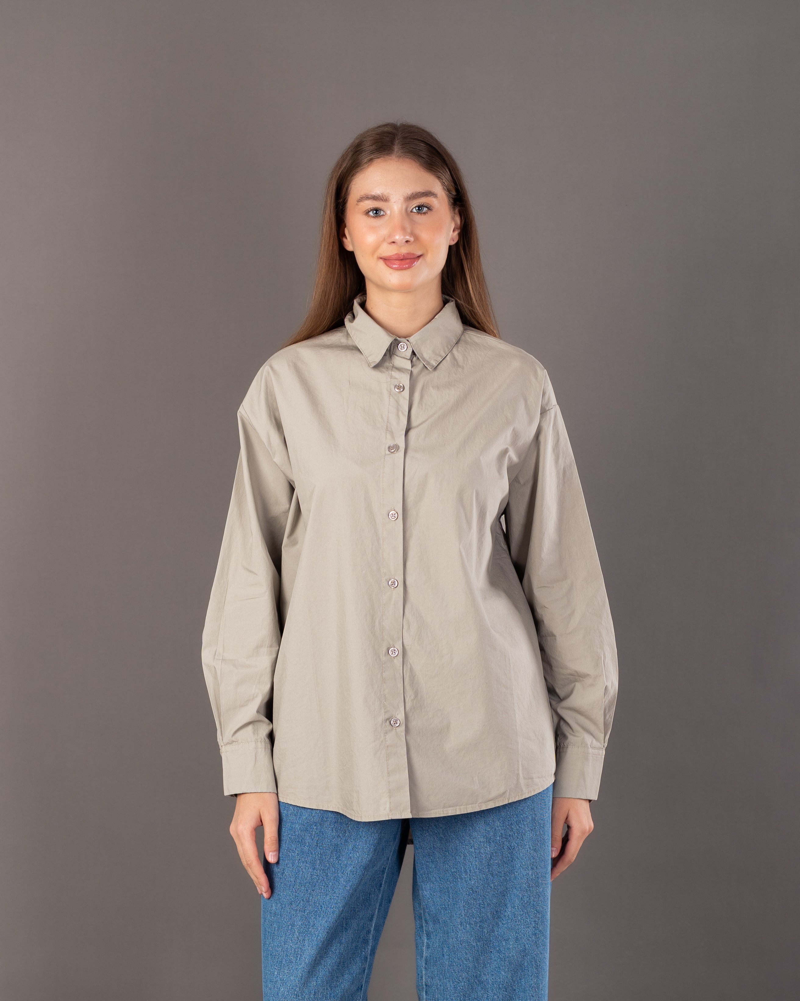 Long Plain Shirt - With Colored Buttons