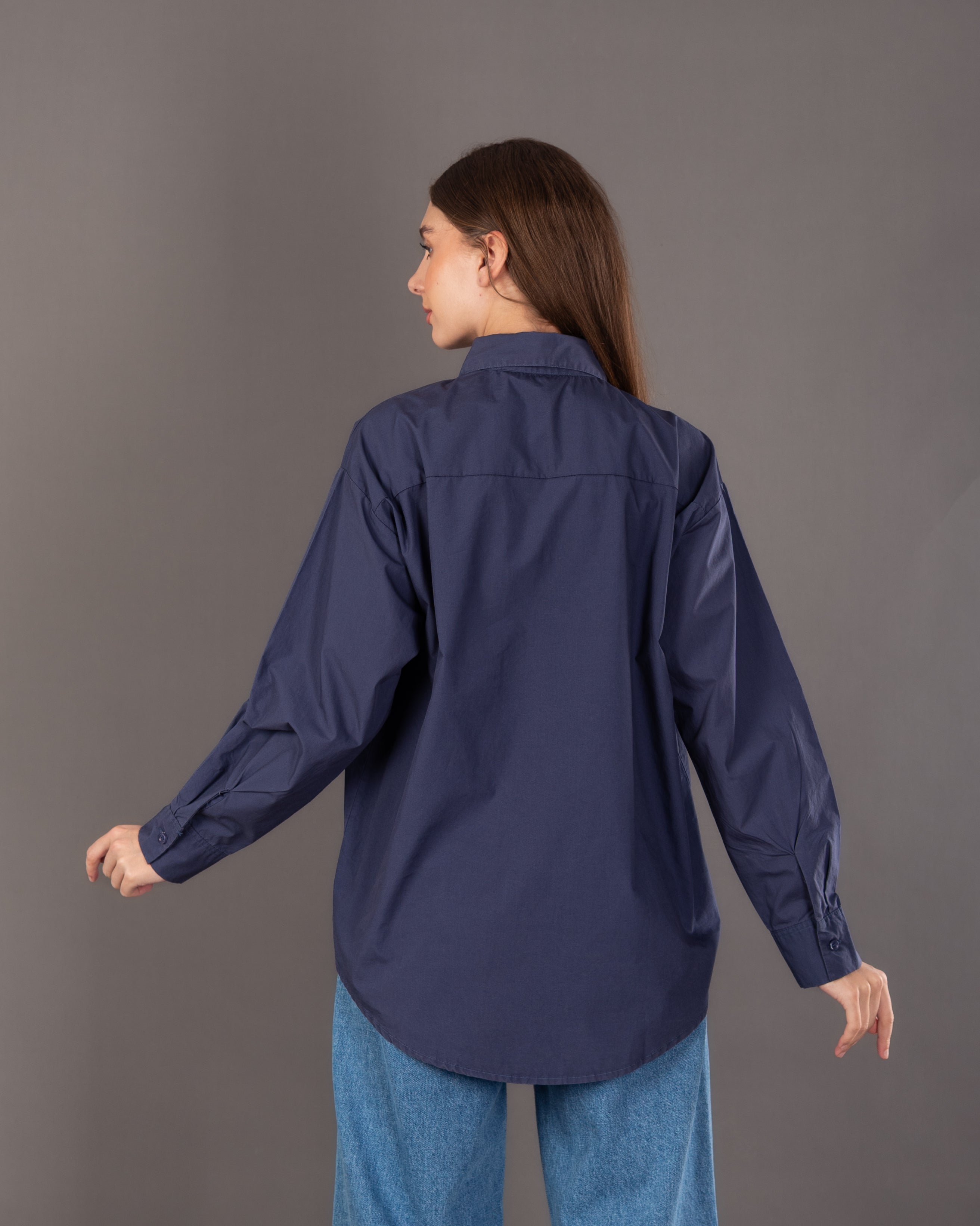 Long Plain Shirt - With Colored Buttons