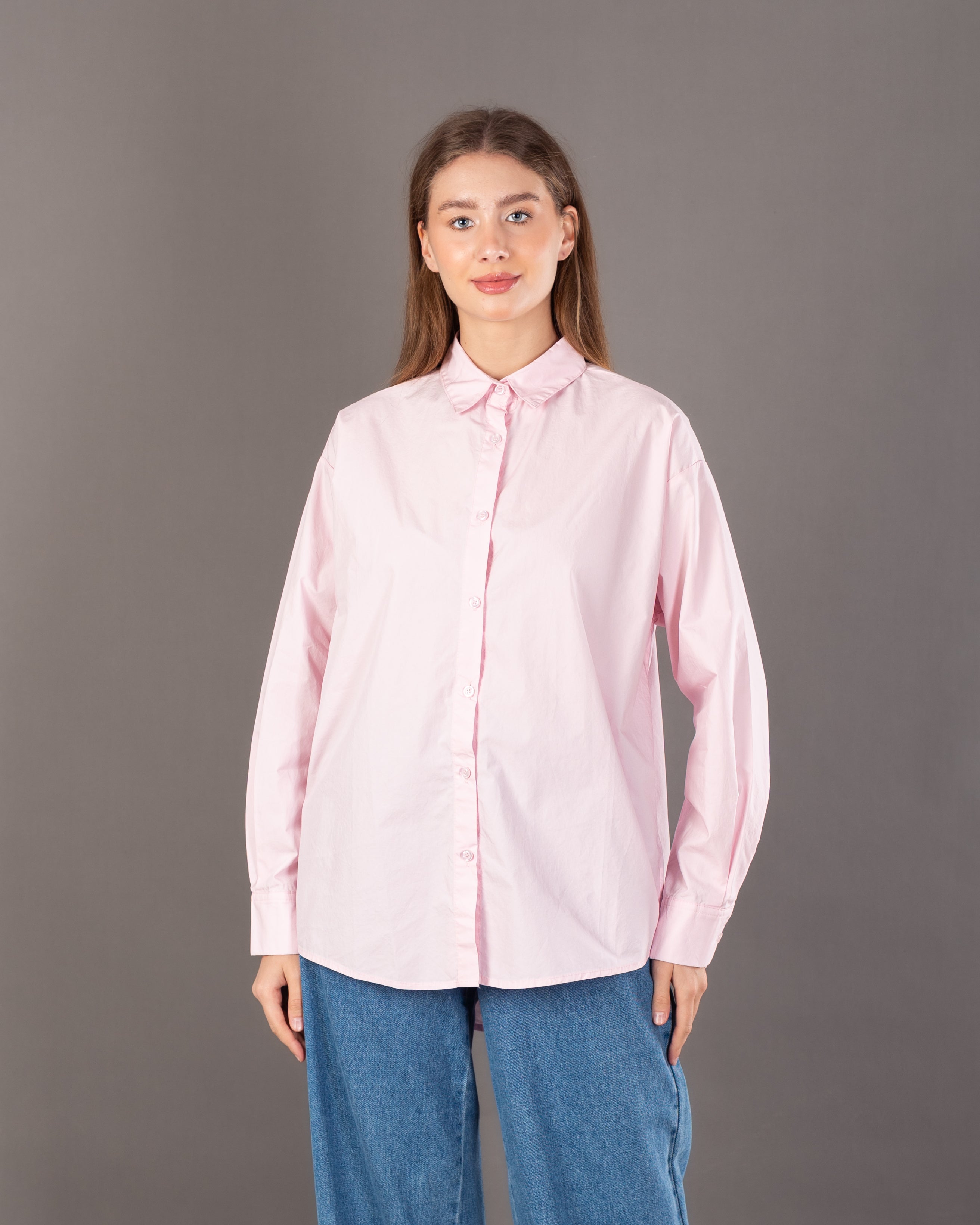 Long Plain Shirt - With Colored Buttons