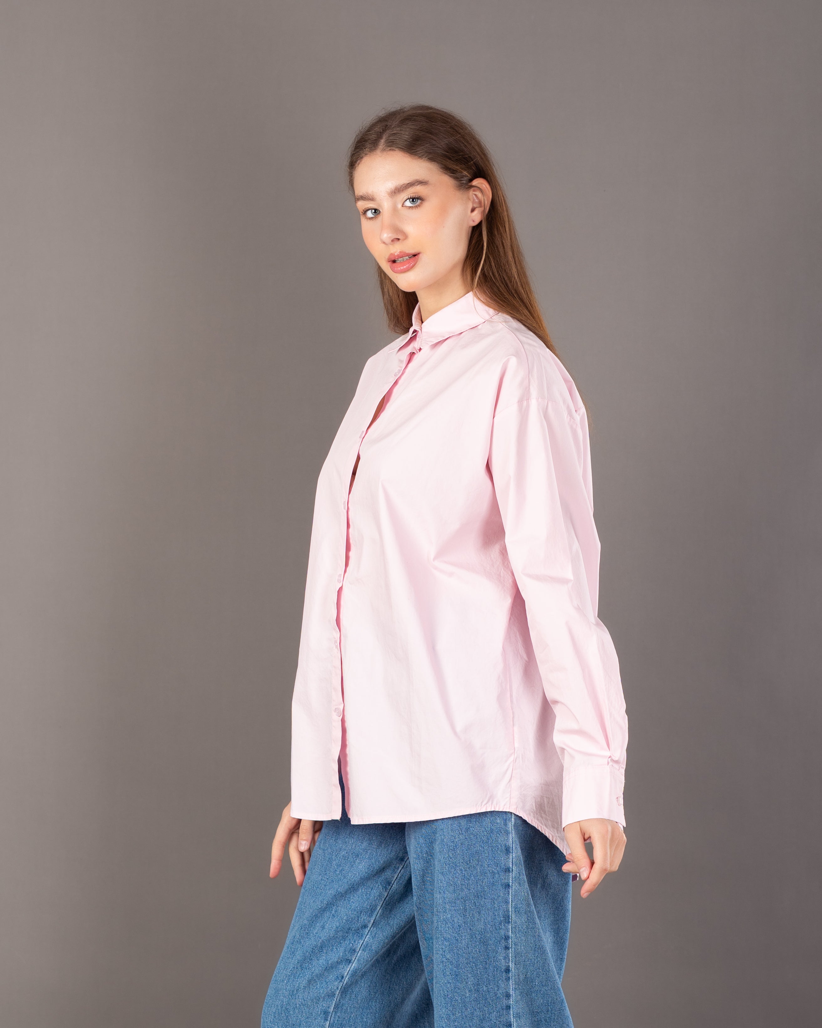 Long Plain Shirt - With Colored Buttons