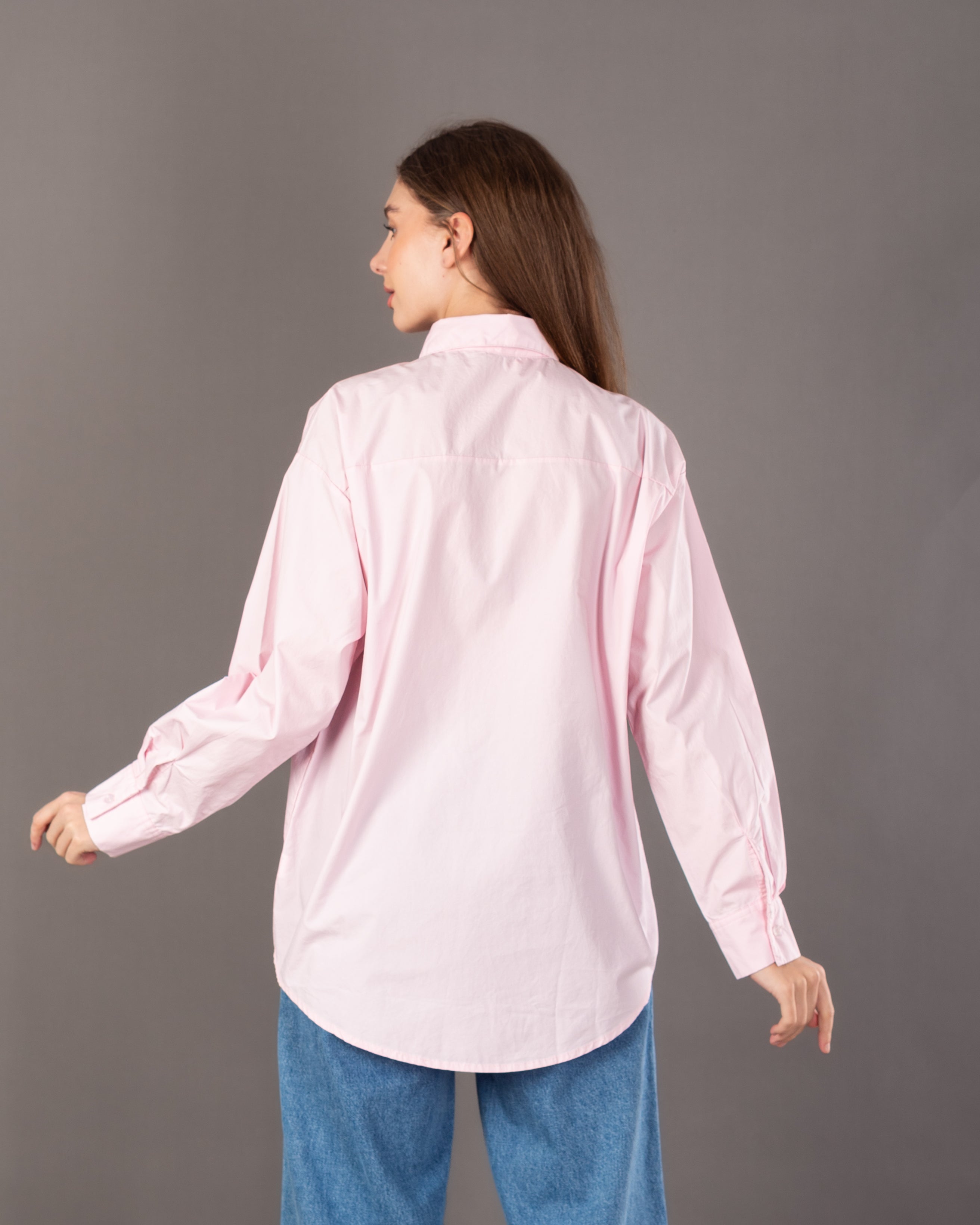 Long Plain Shirt - With Colored Buttons