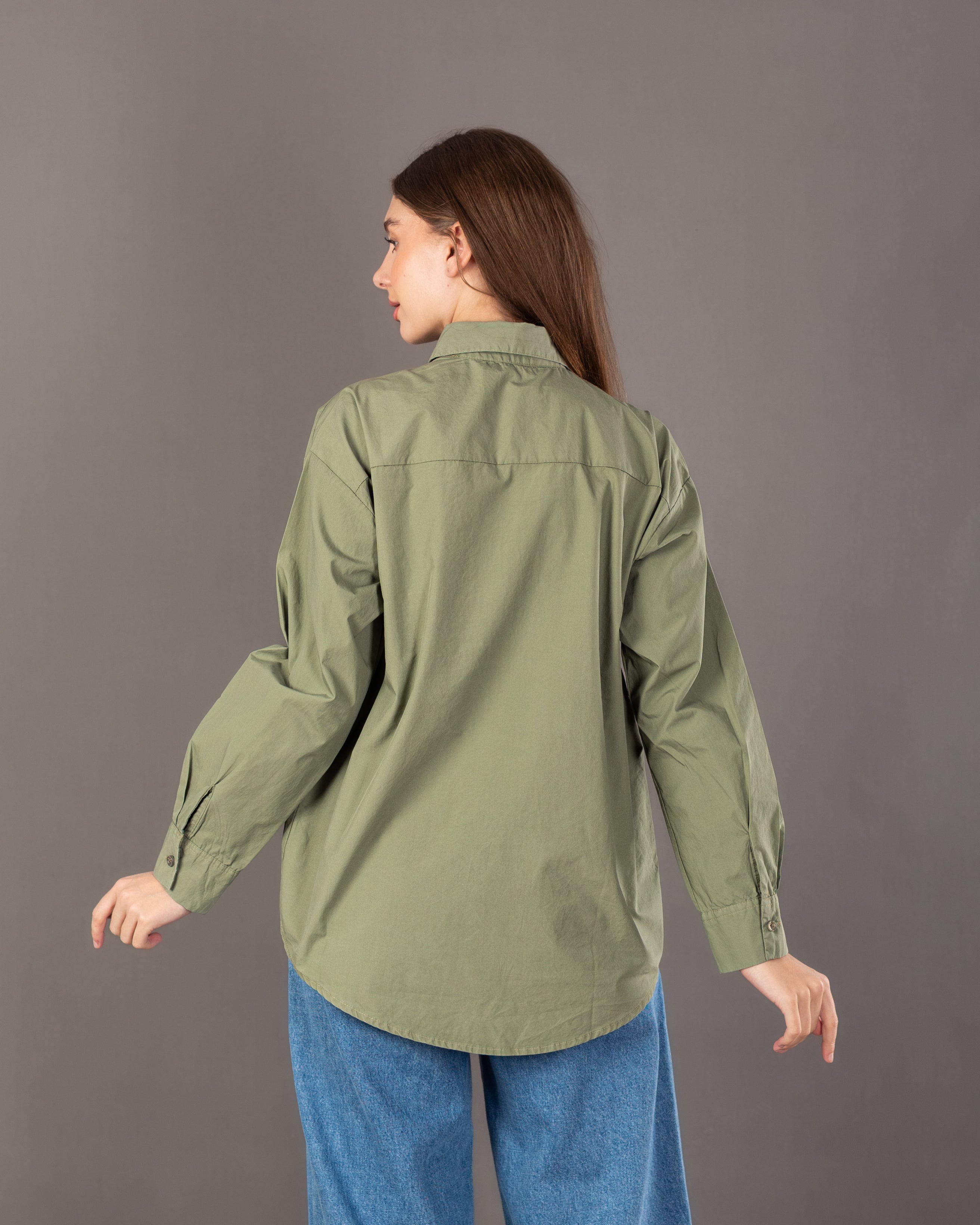 Long Plain Shirt - With Colored Buttons