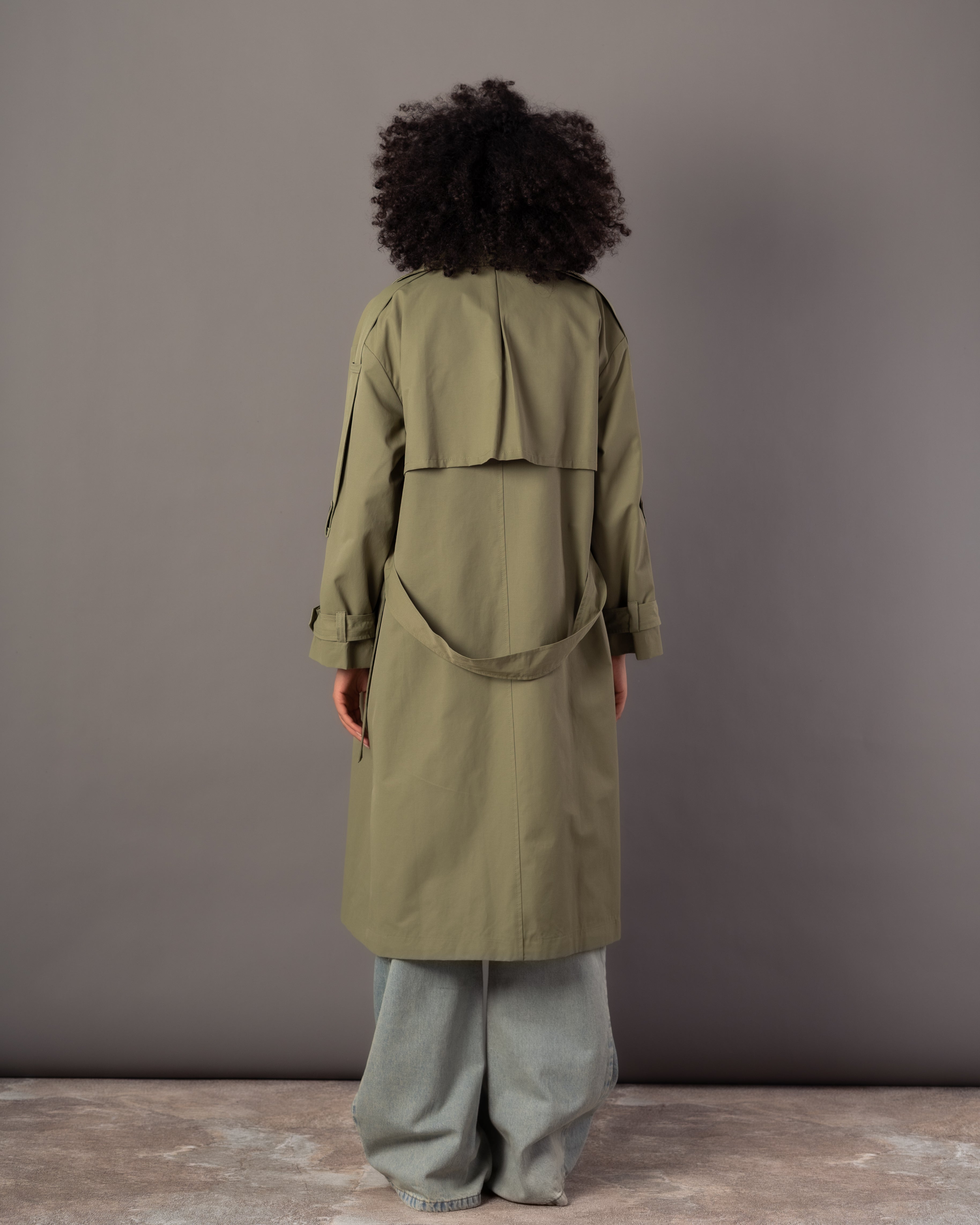 Gabardine Trench Coat – Long Plain (With Belt, Buttons, Colors)