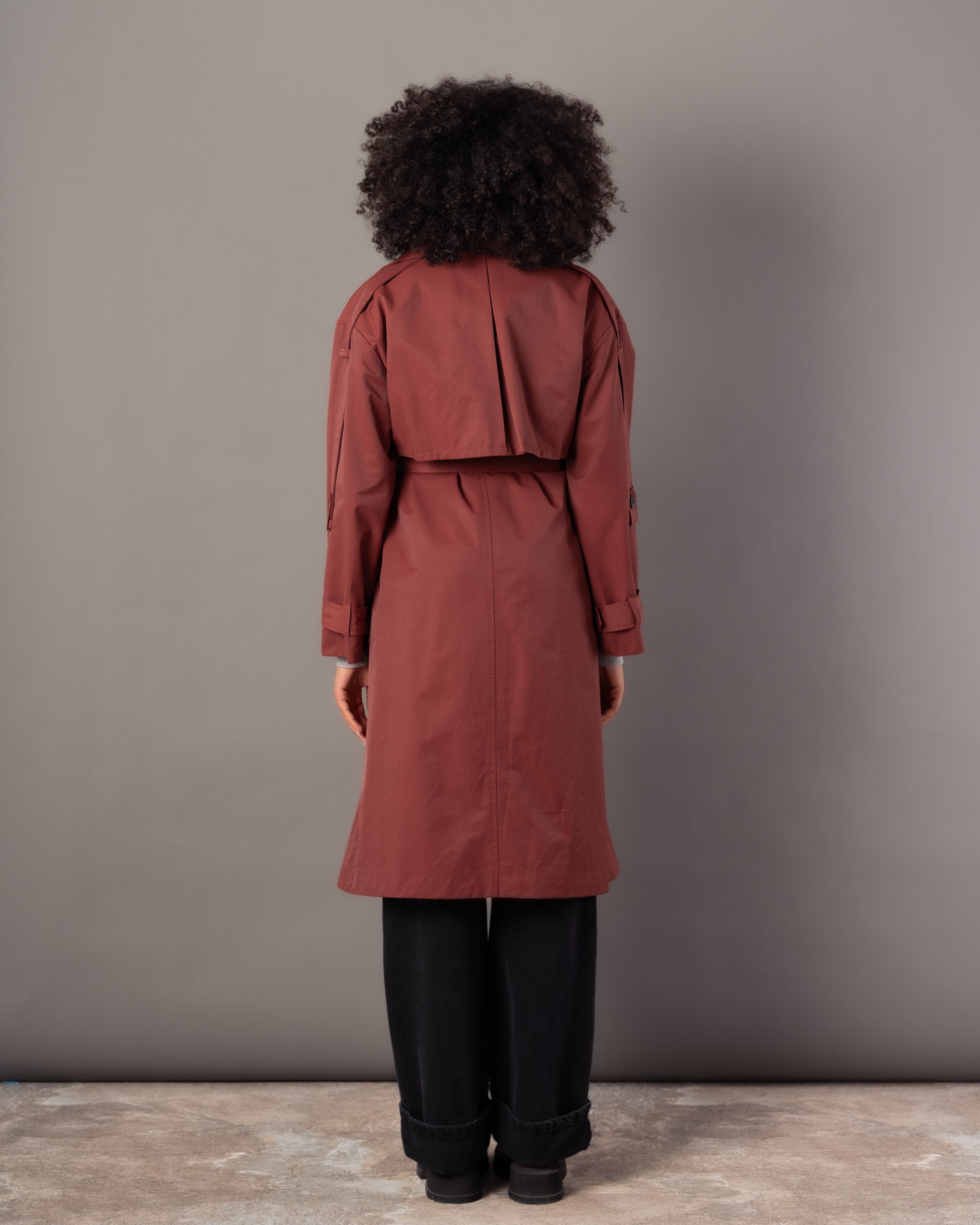 Gabardine Trench Coat – Long Plain (With Belt, Buttons, Colors)