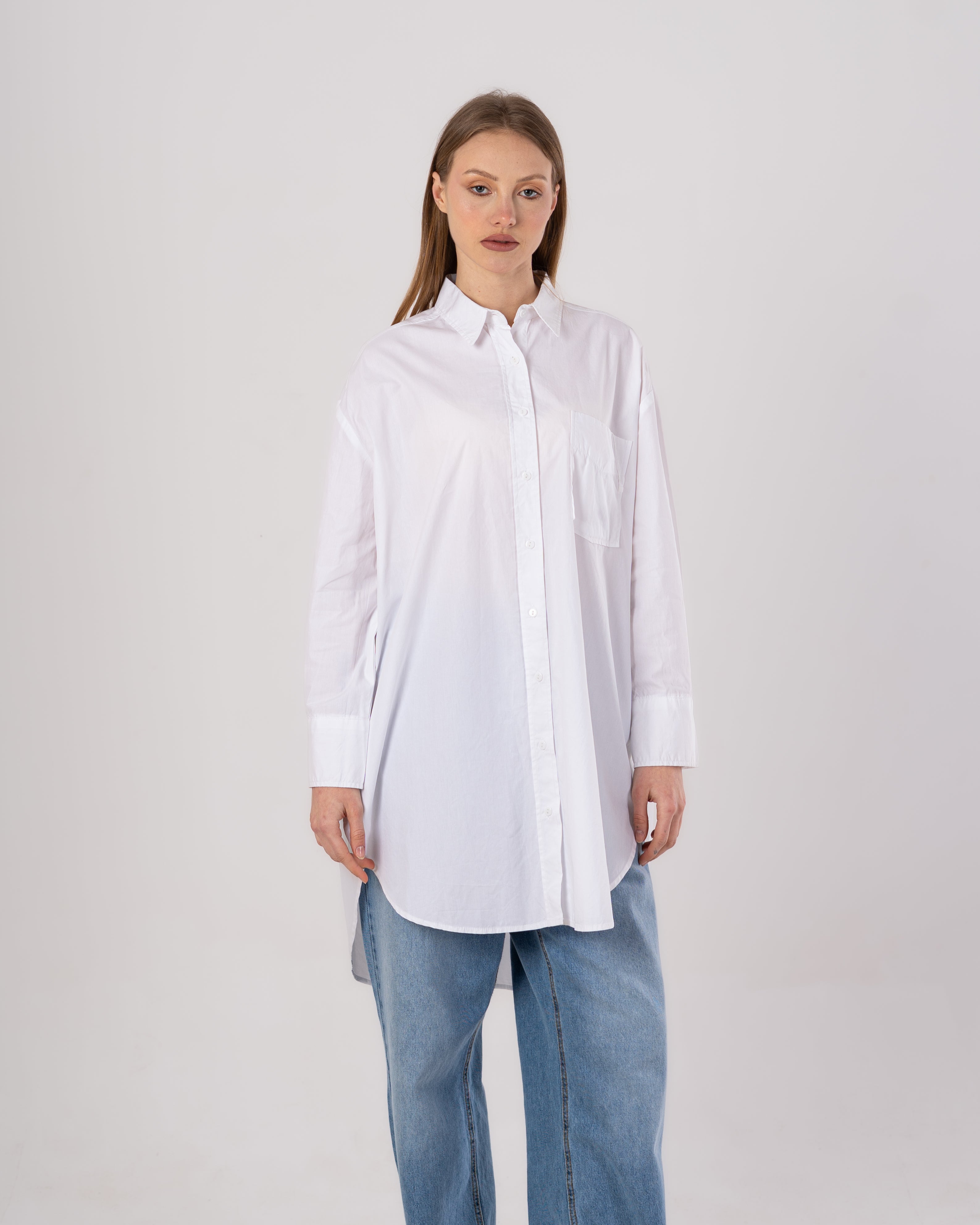Plain Long Shirt – Chest Pocket