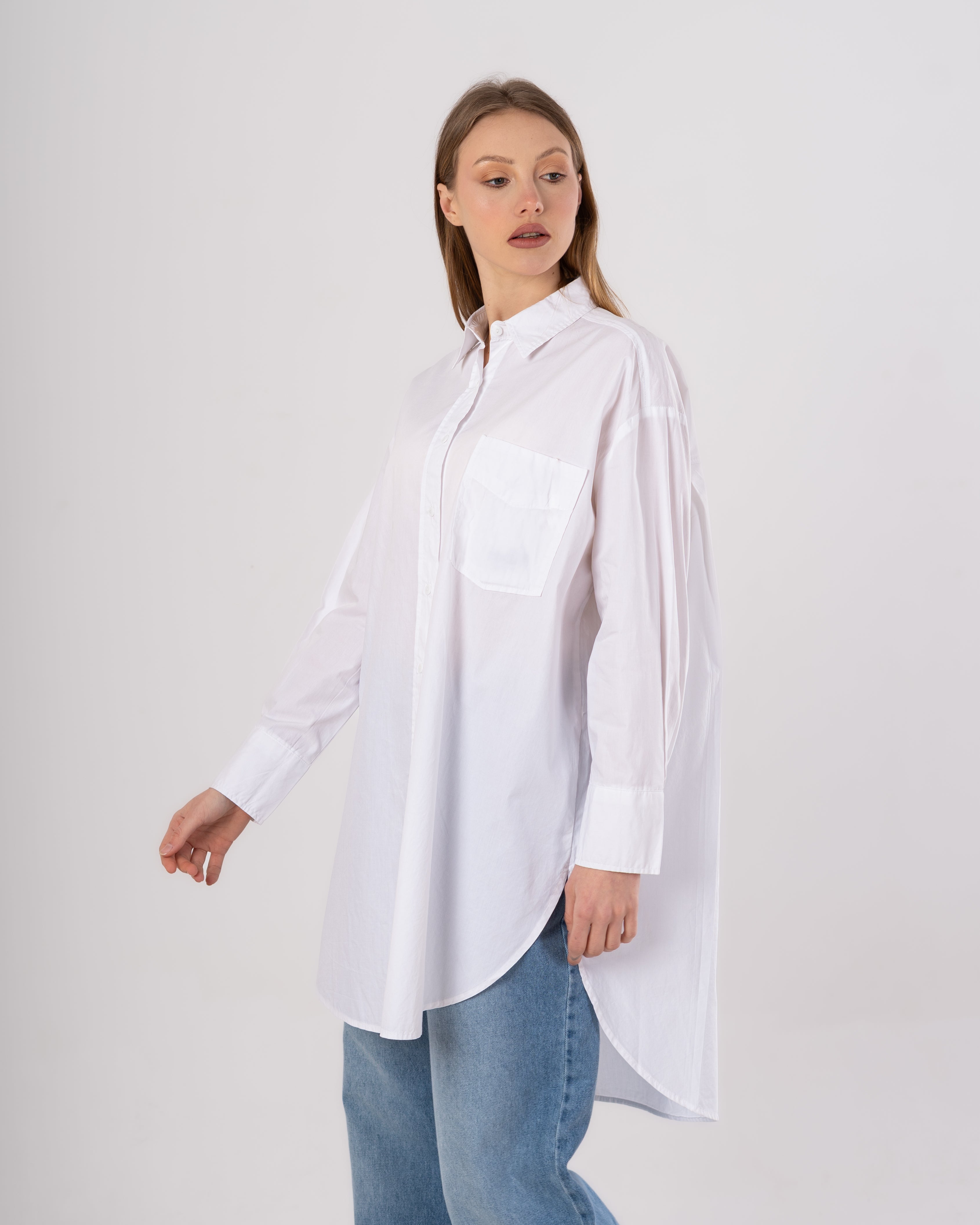 Plain Long Shirt – Chest Pocket