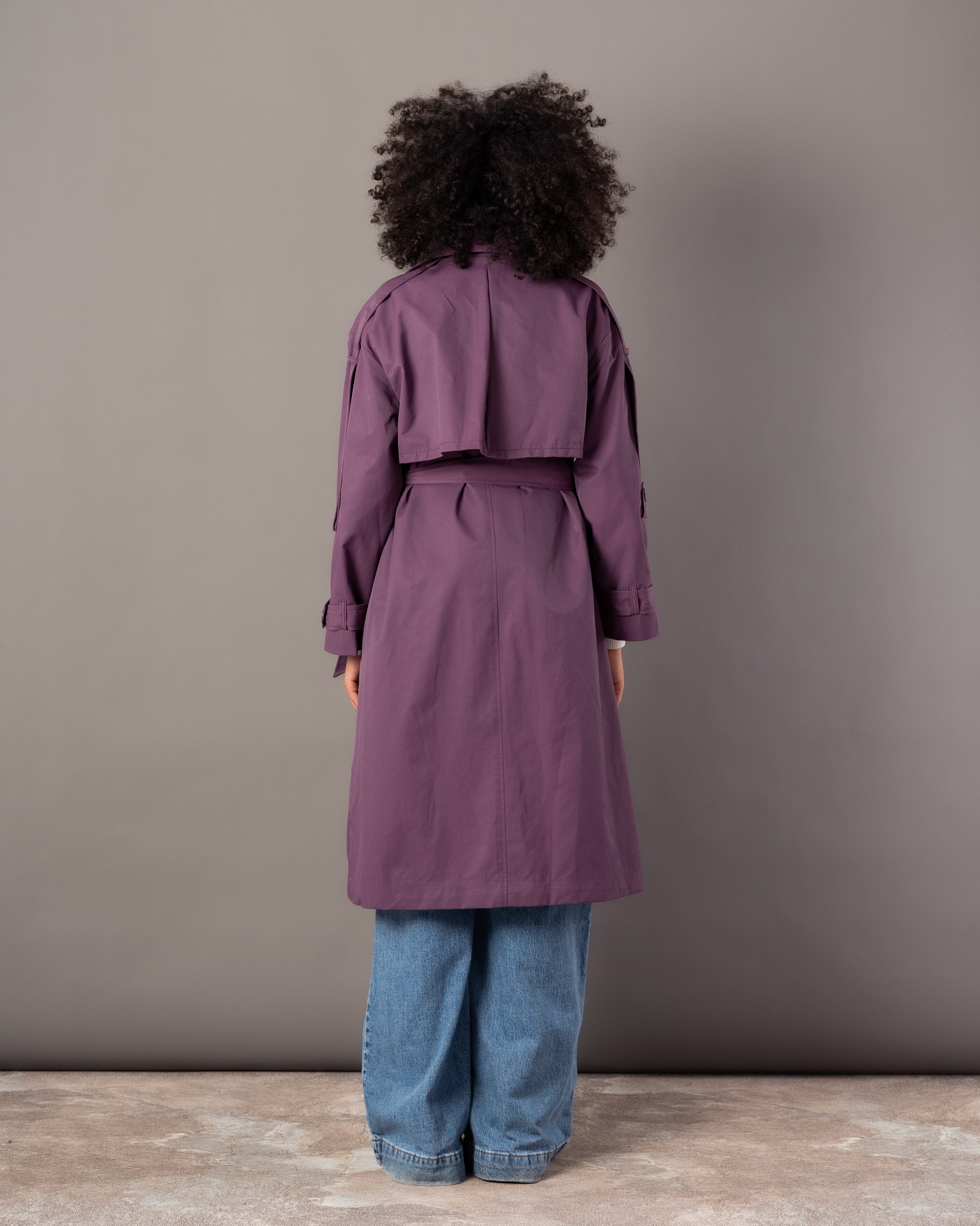 Gabardine Trench Coat – Long Plain (With Belt, Buttons, Colors)