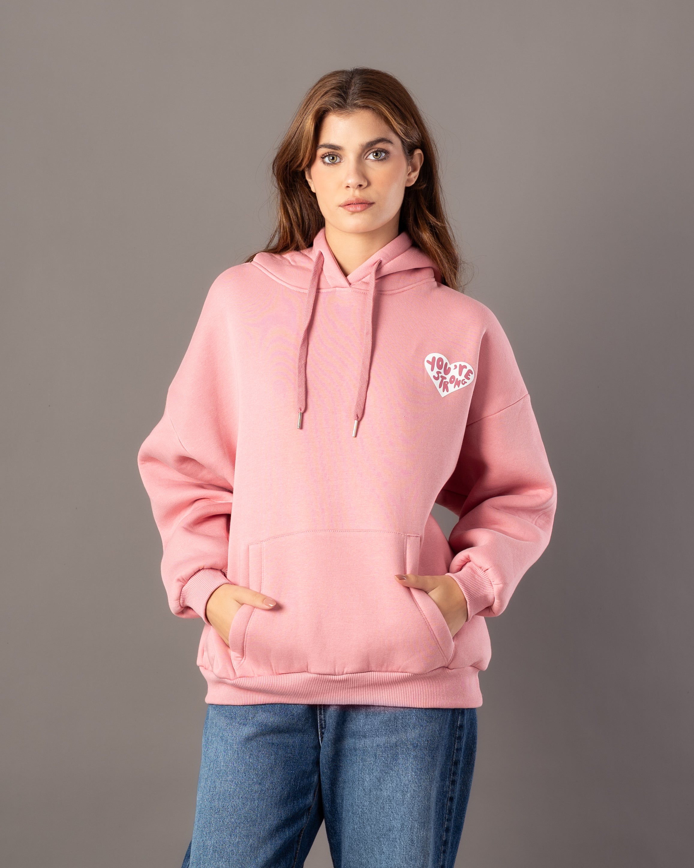 Hoodie – Text Print Inside Heart