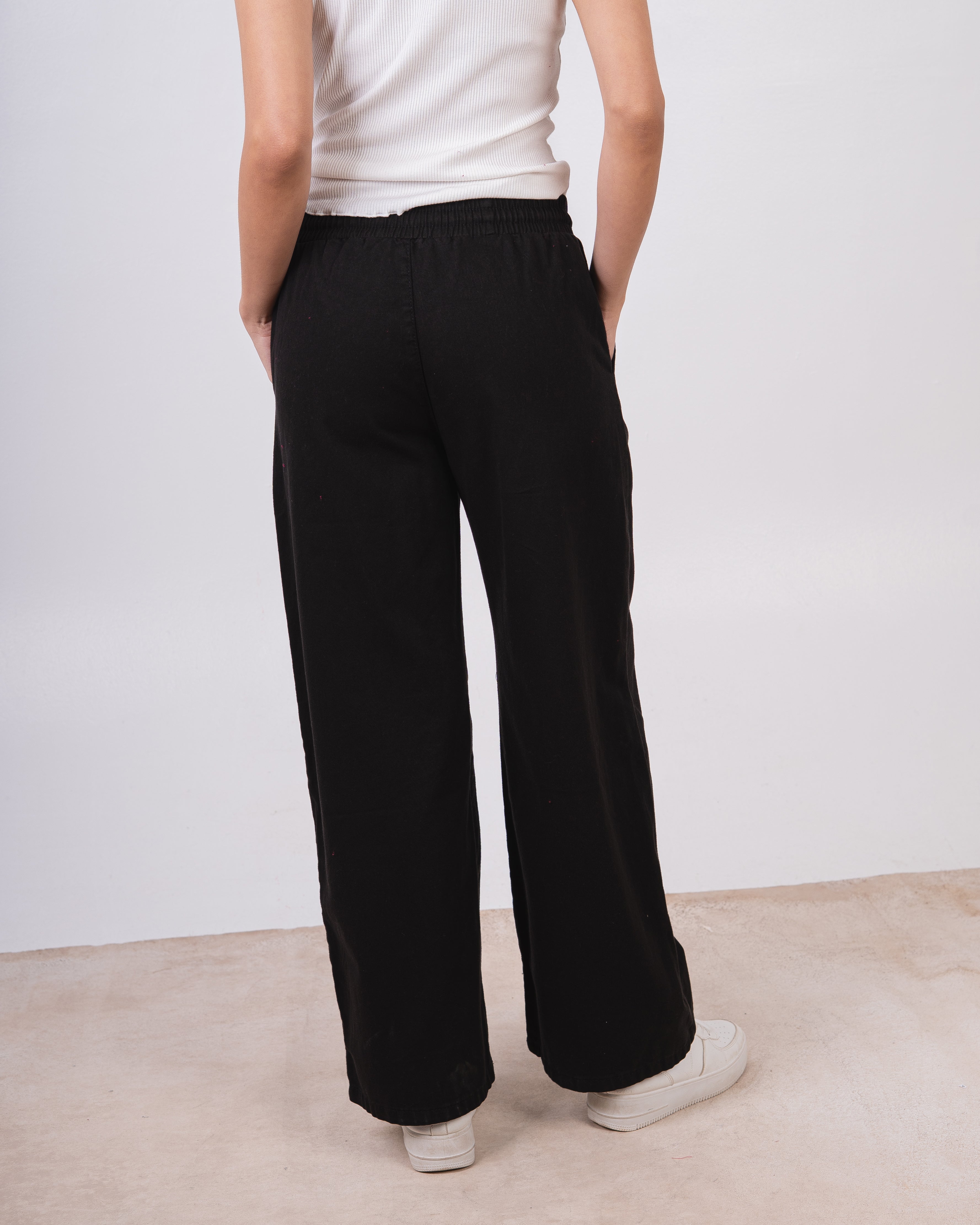 Gabardine Trouser - (Wide-Leg) With Drawstring