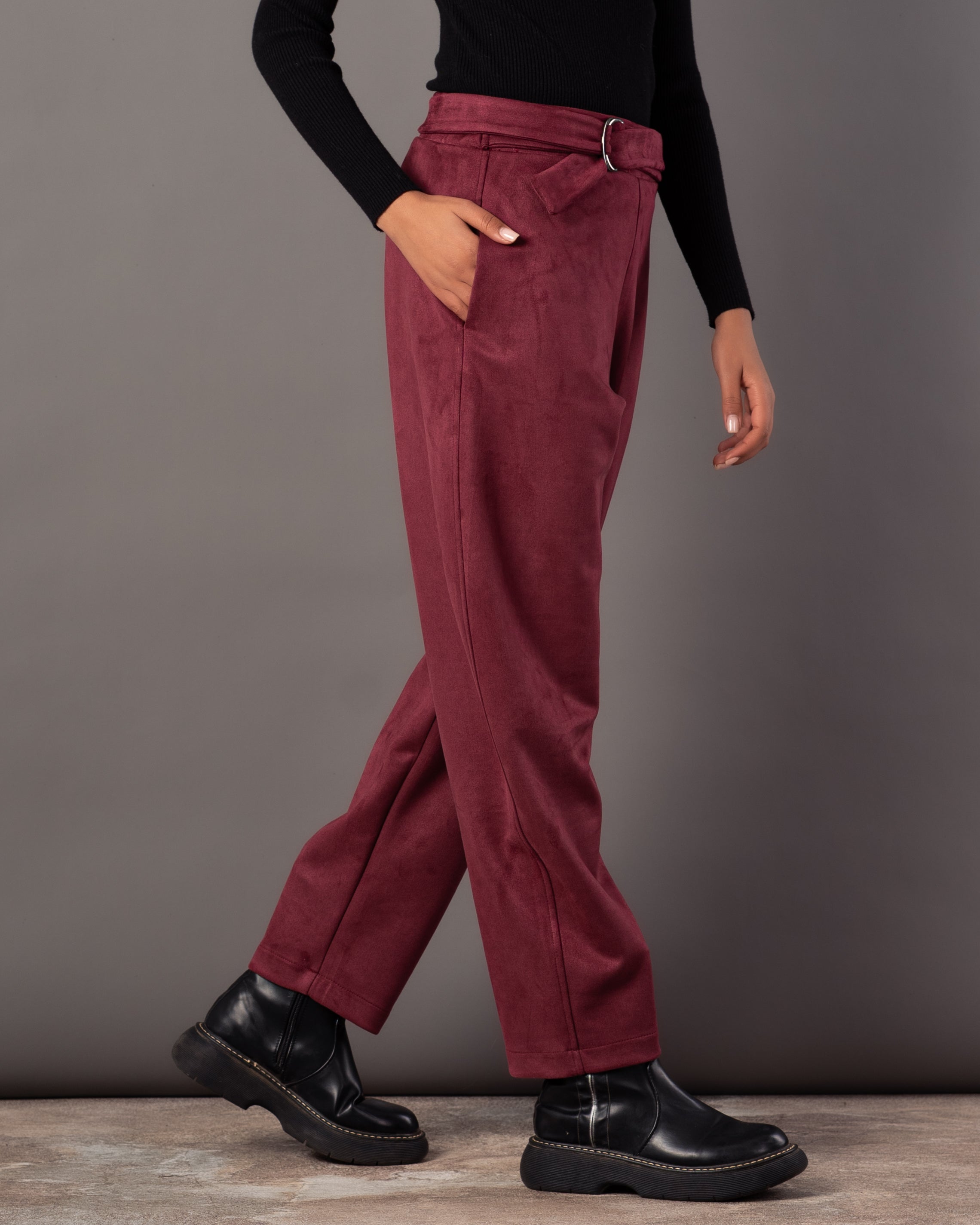 Plain Trouser – With Belt (Boyfriend Fit)