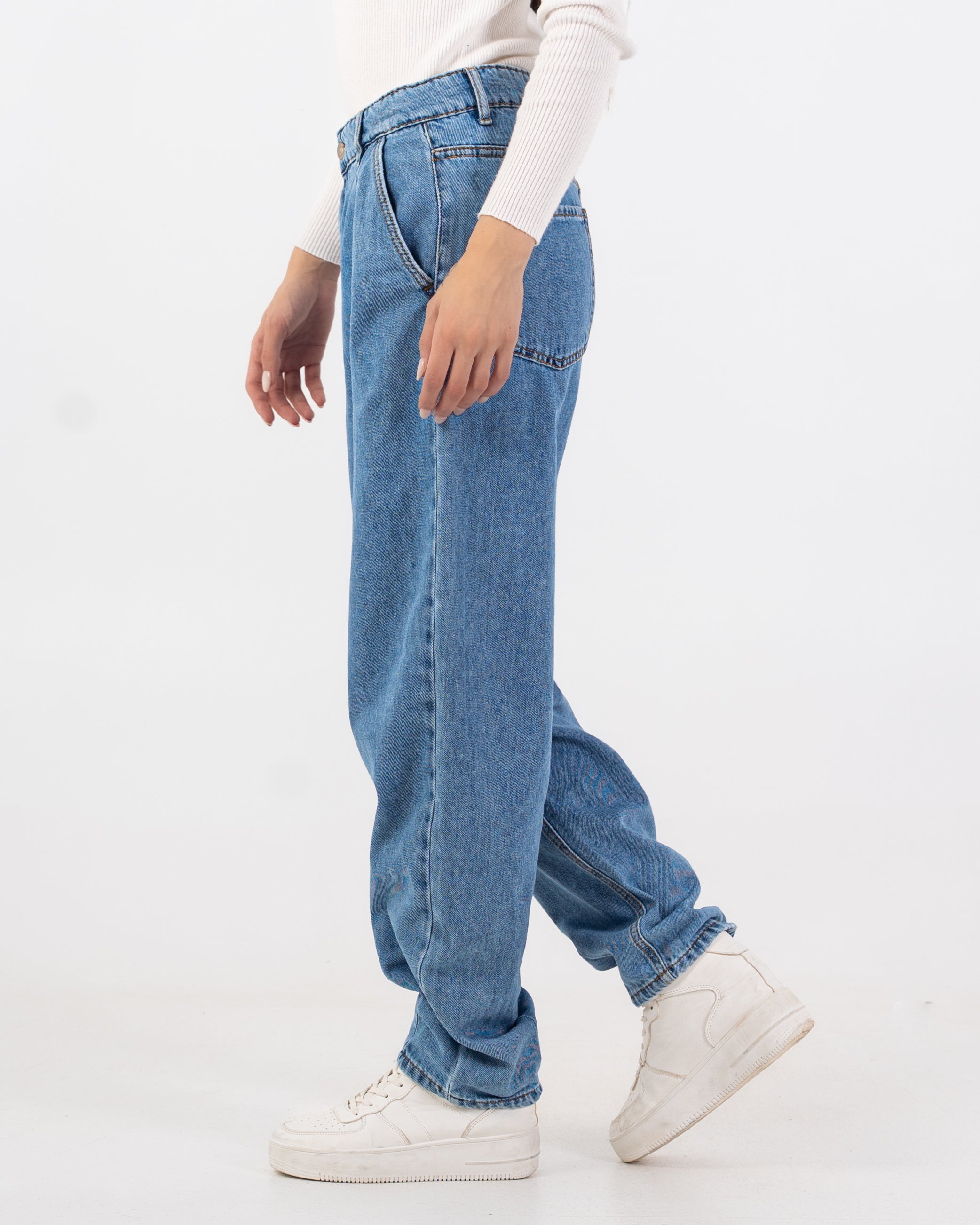 بنطلون جينز Mom-Fit – سادة