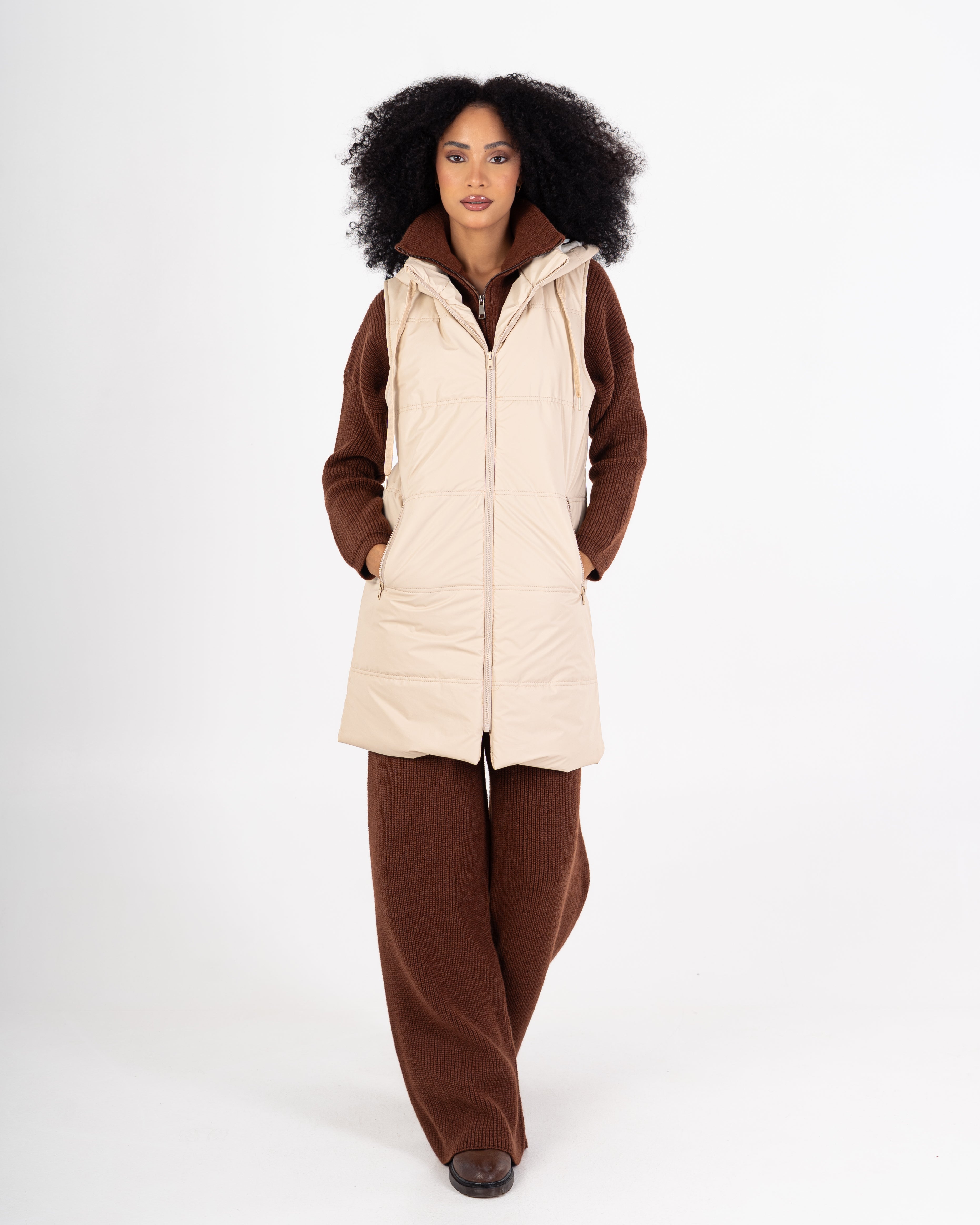 Leather Vest – Long Plain (2 Pockets)