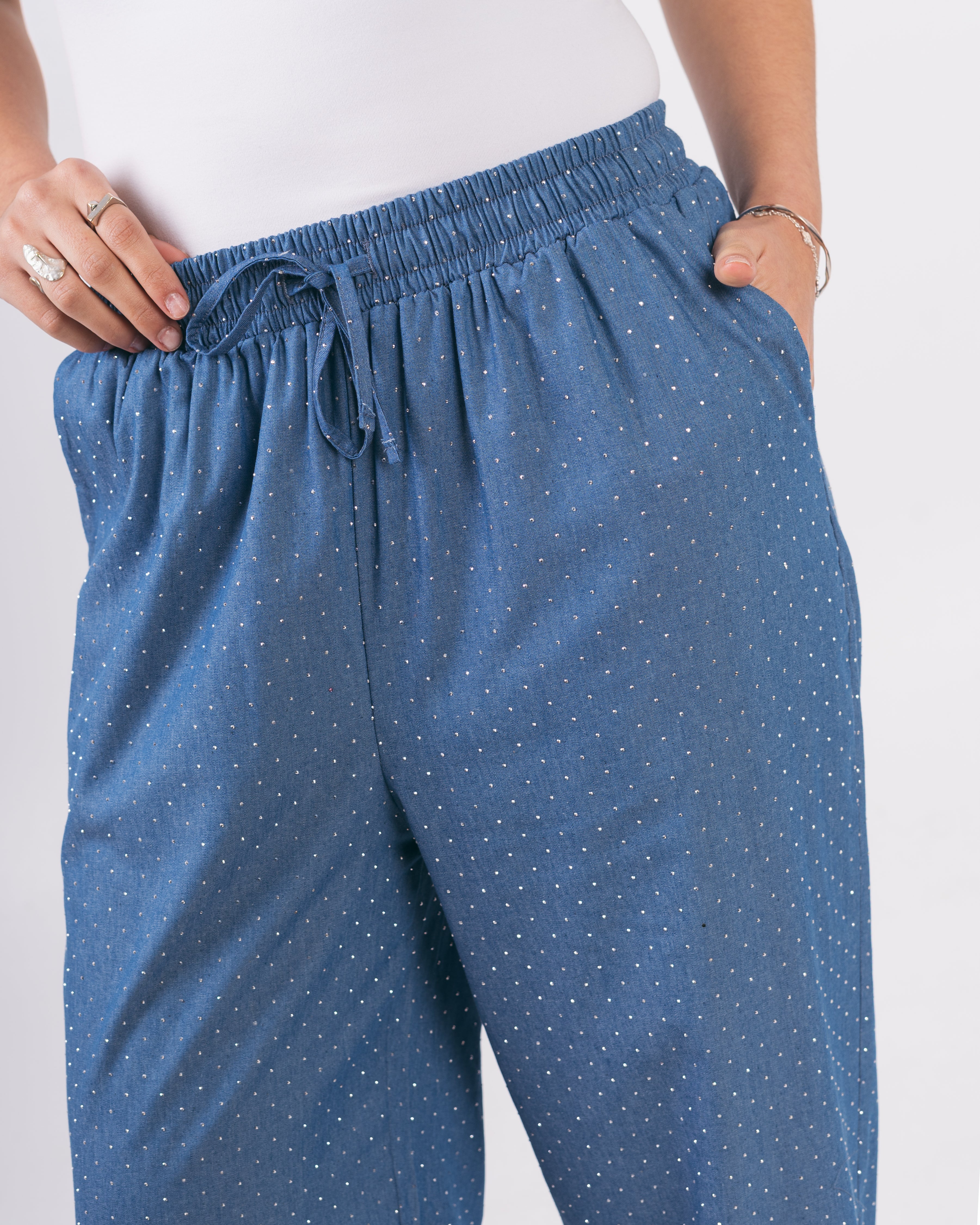 Drawstring Trouser - With Shiny Beads