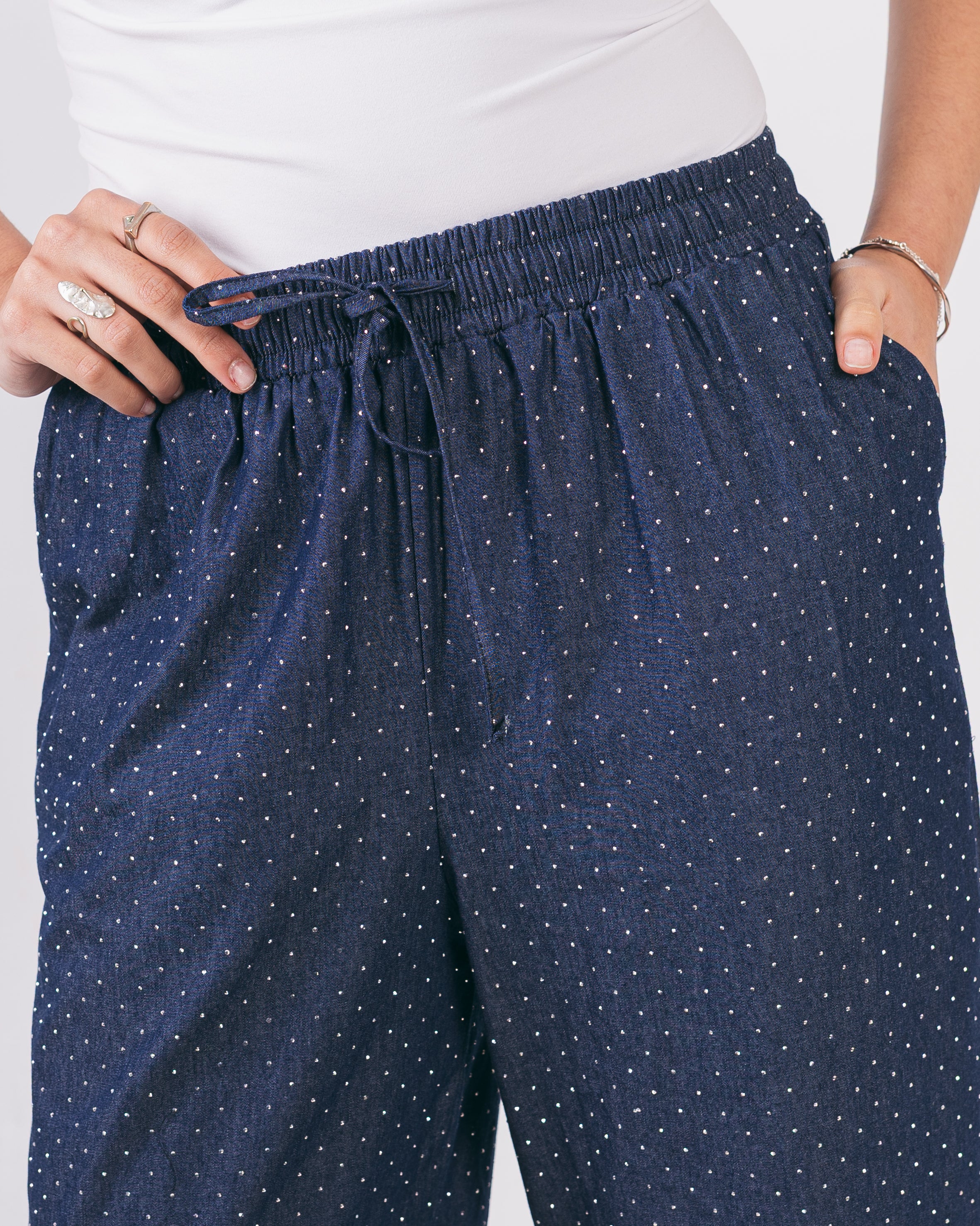 Drawstring Trouser - With Shiny Beads