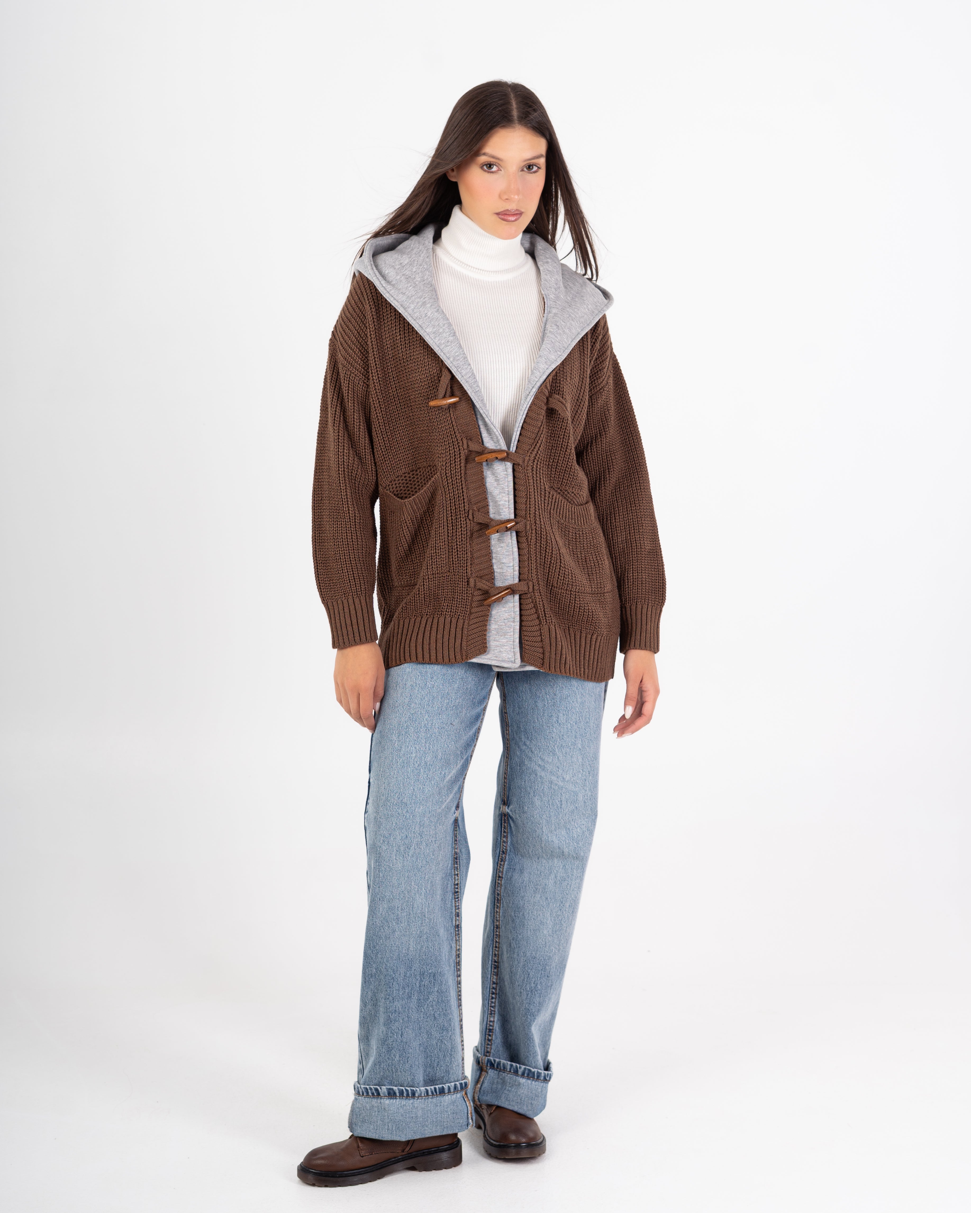 Knitwear Cardigan – Buttoned With Hoodie