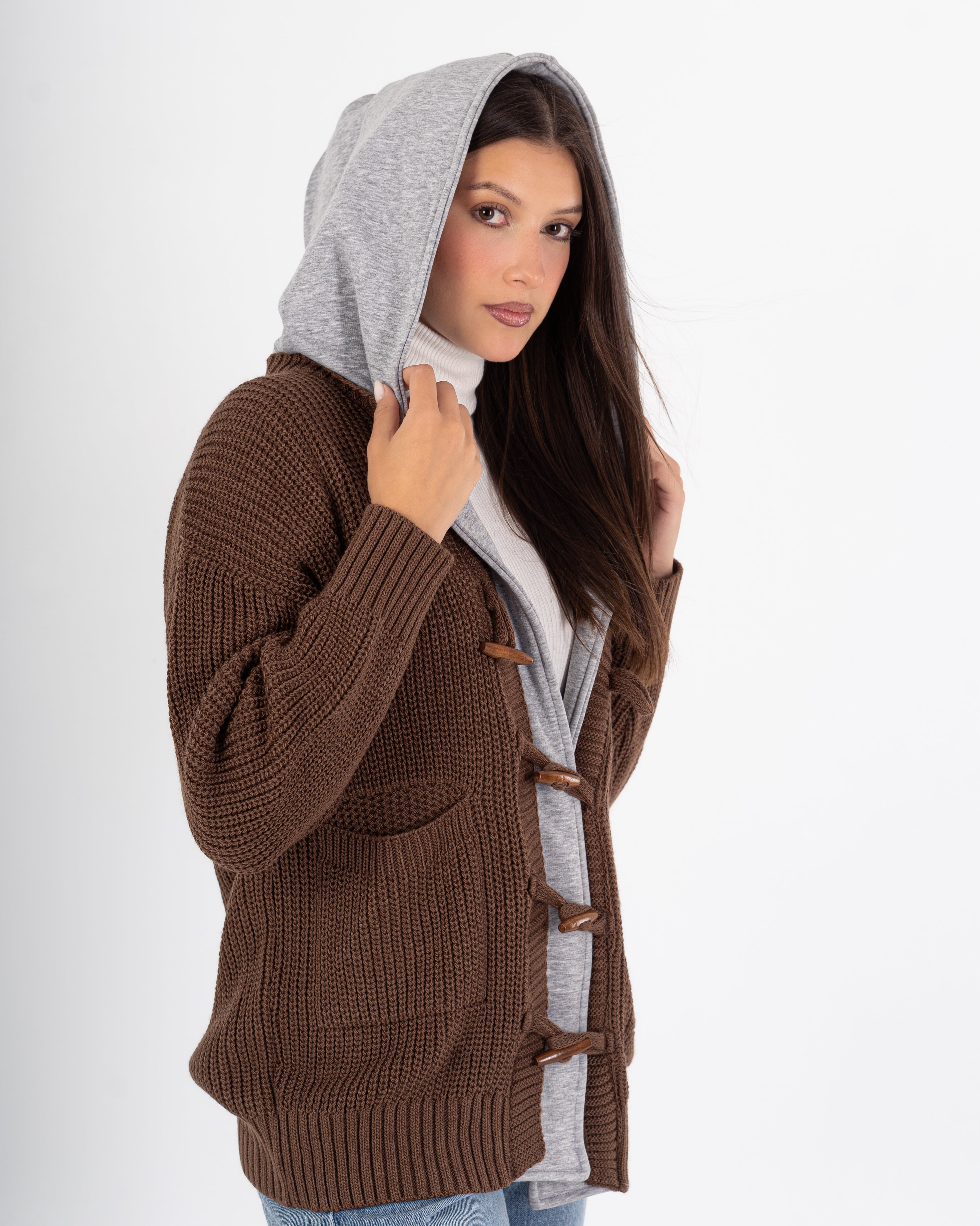 Knitwear Cardigan – Buttoned With Hoodie