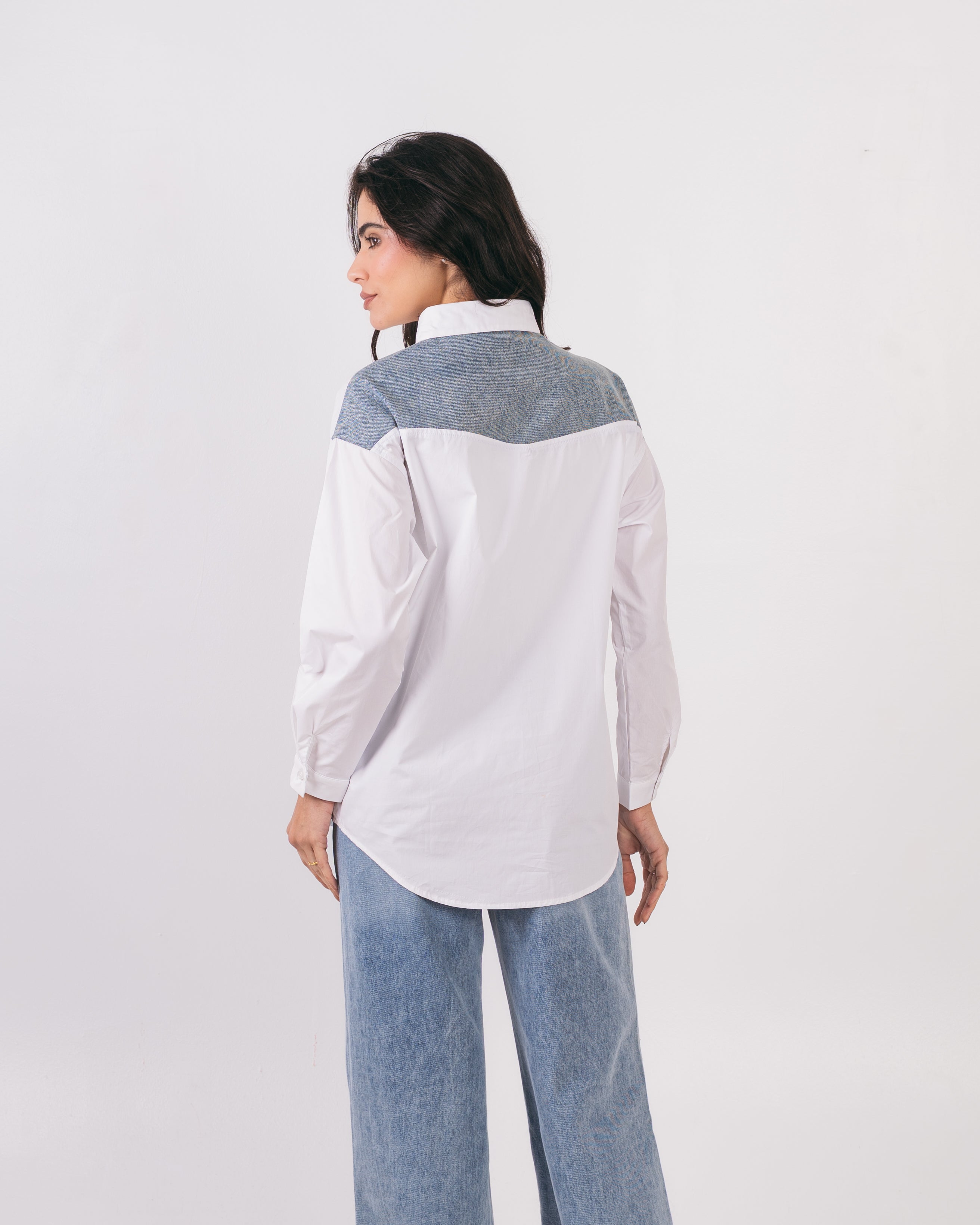 Denim Pocket Shirt - With Colored Embroidery