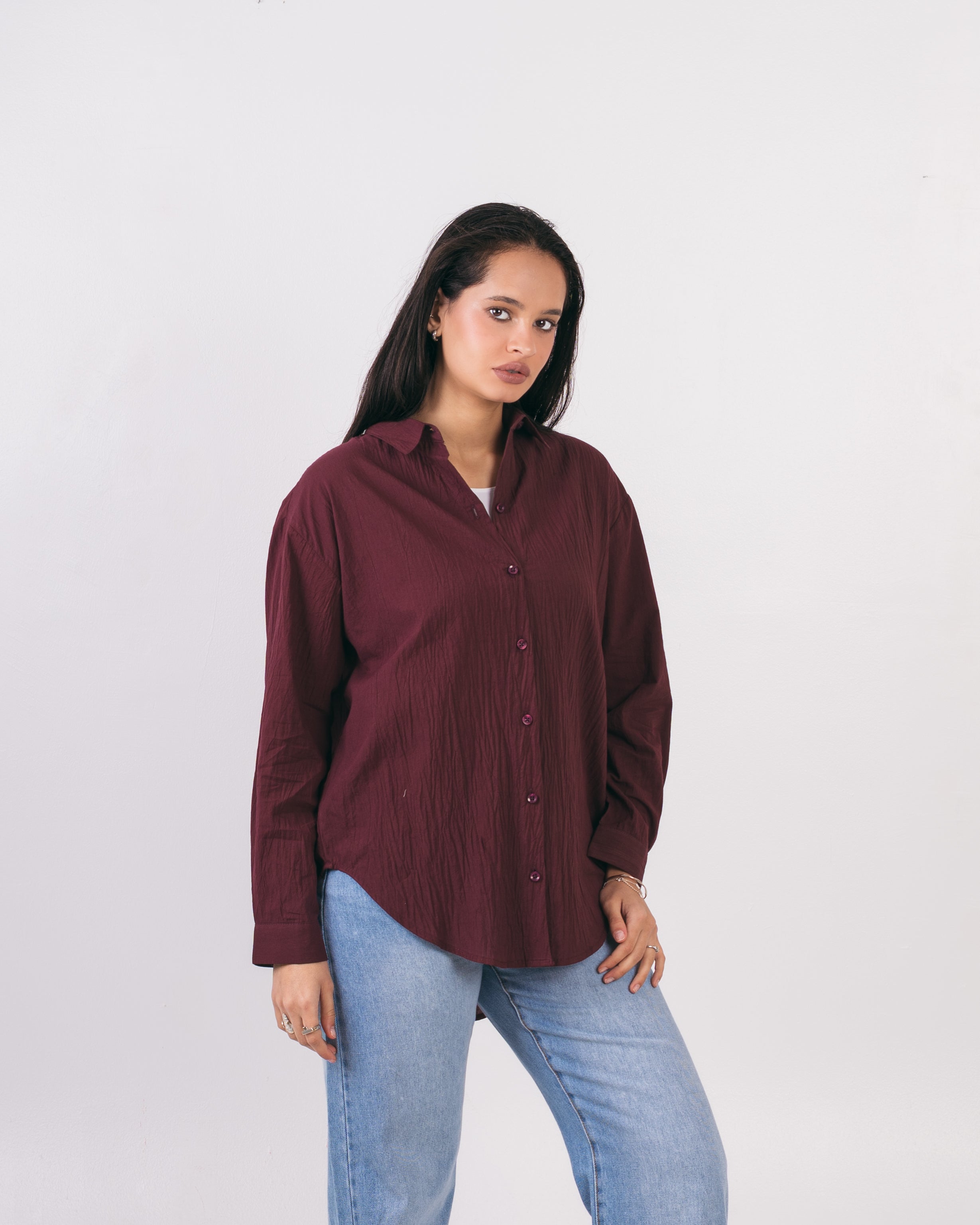 Plain Linen Shirt - With Colored Buttons