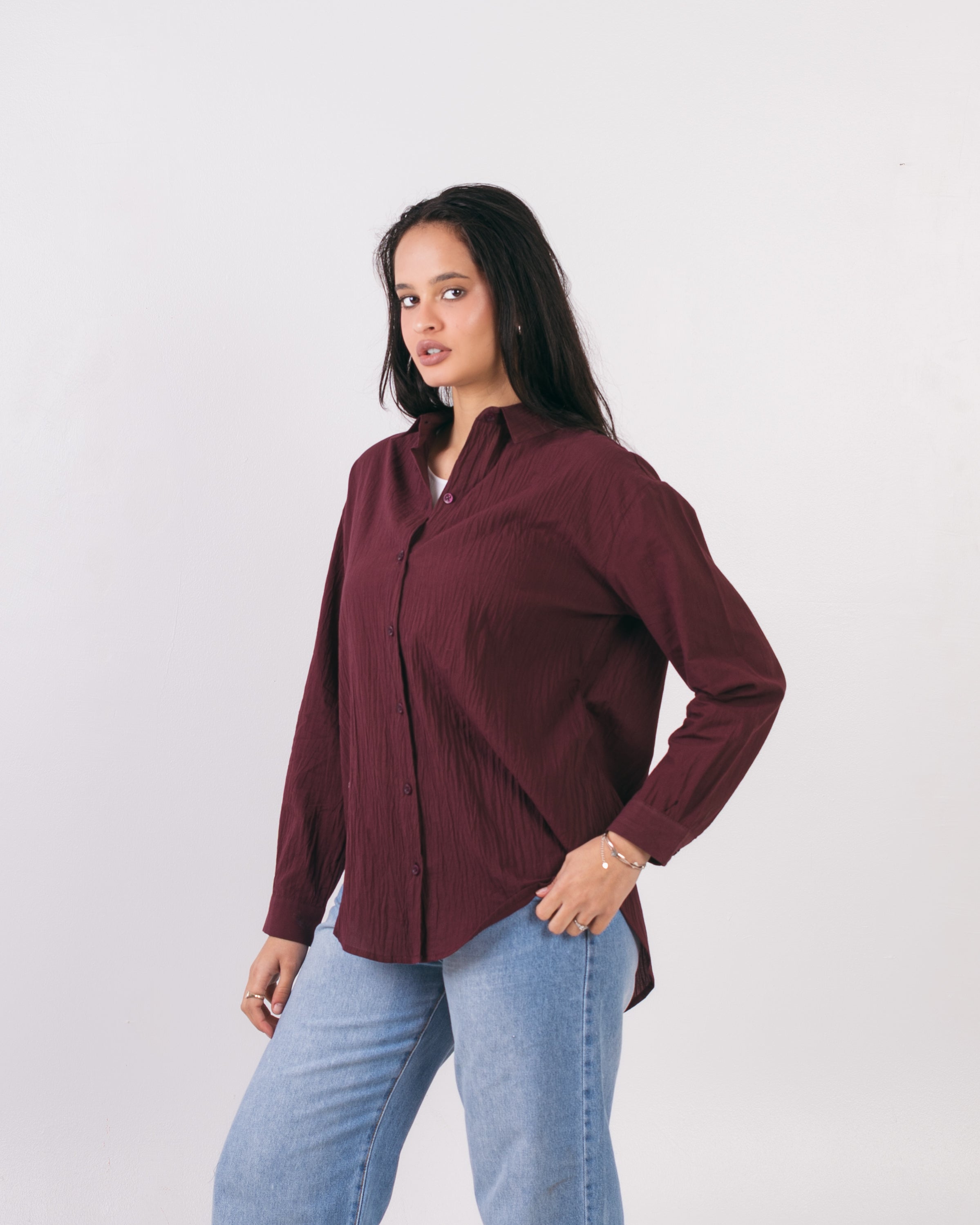 Plain Linen Shirt - With Colored Buttons