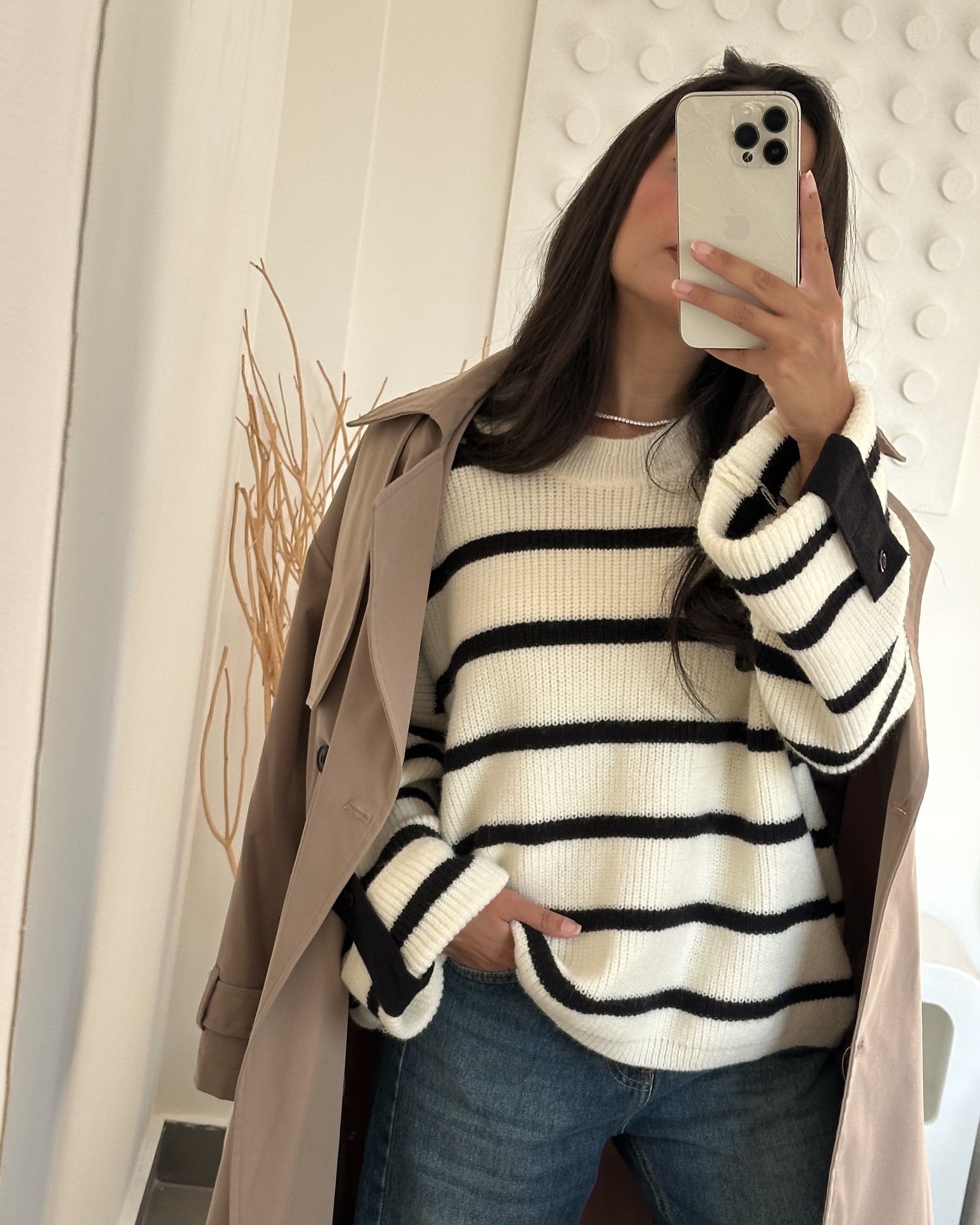 Knitwear Pullover β Striped (Buttoned Sleeves)