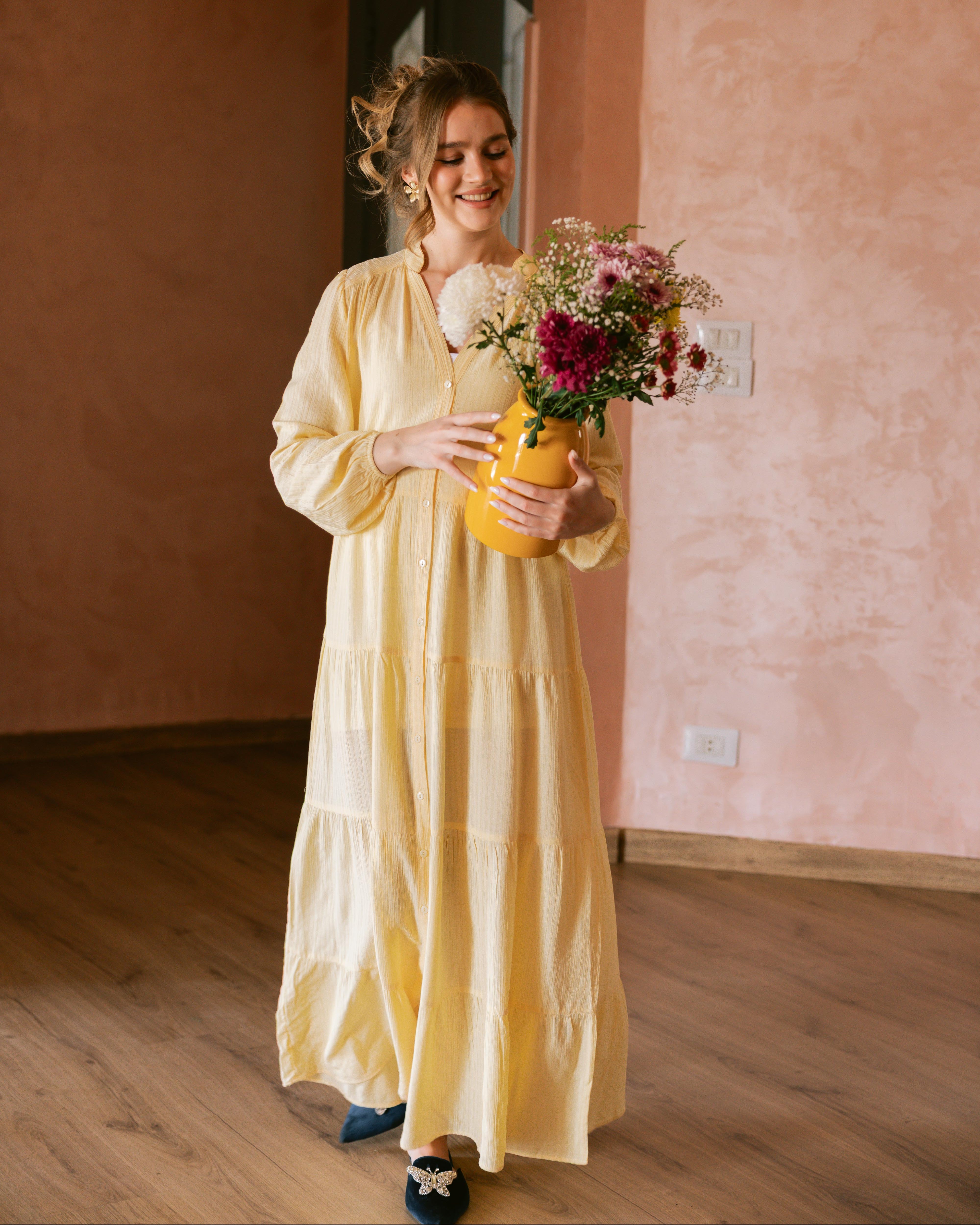 Long Plain Dress - With Chest Buttons