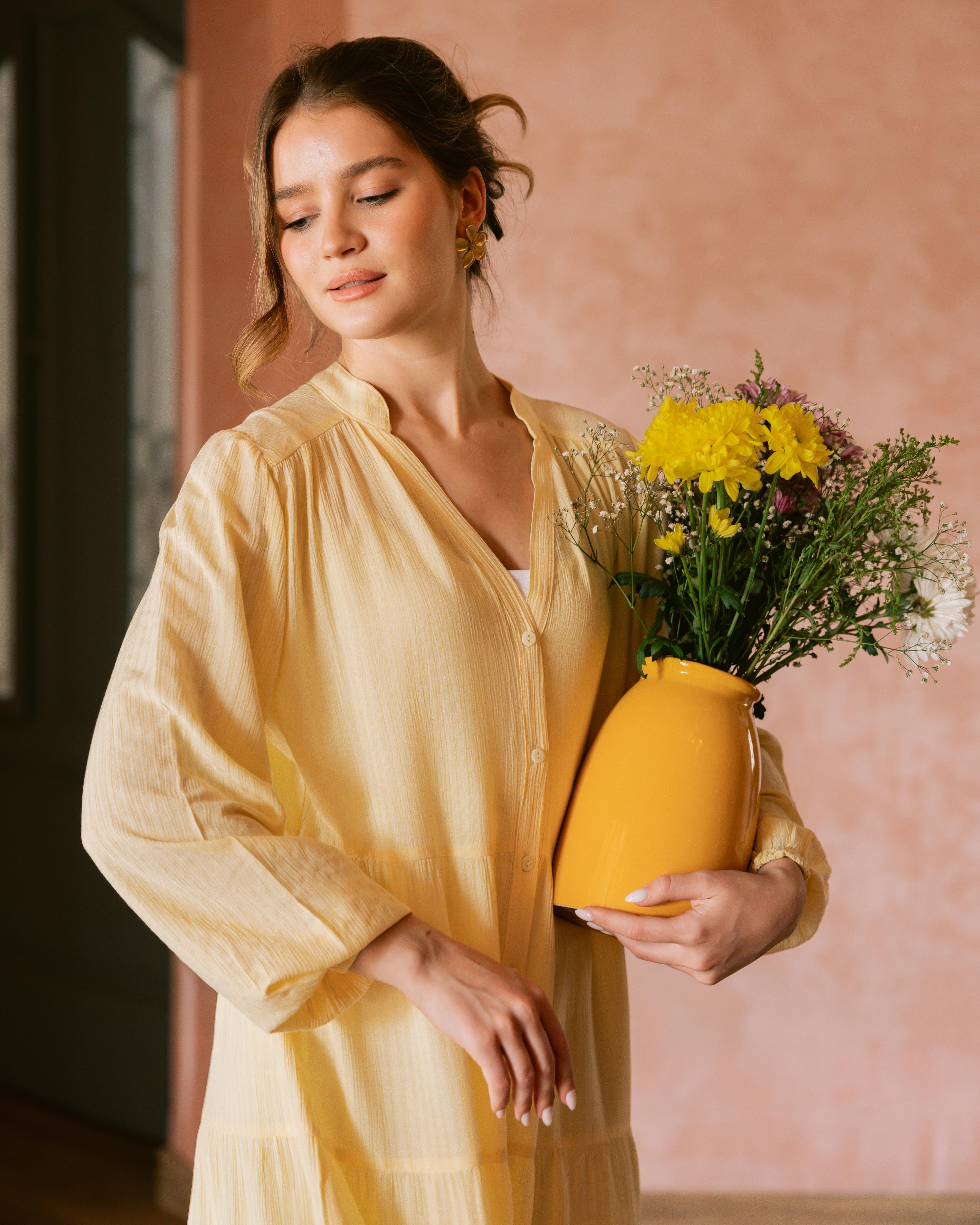 Long Plain Dress - With Chest Buttons