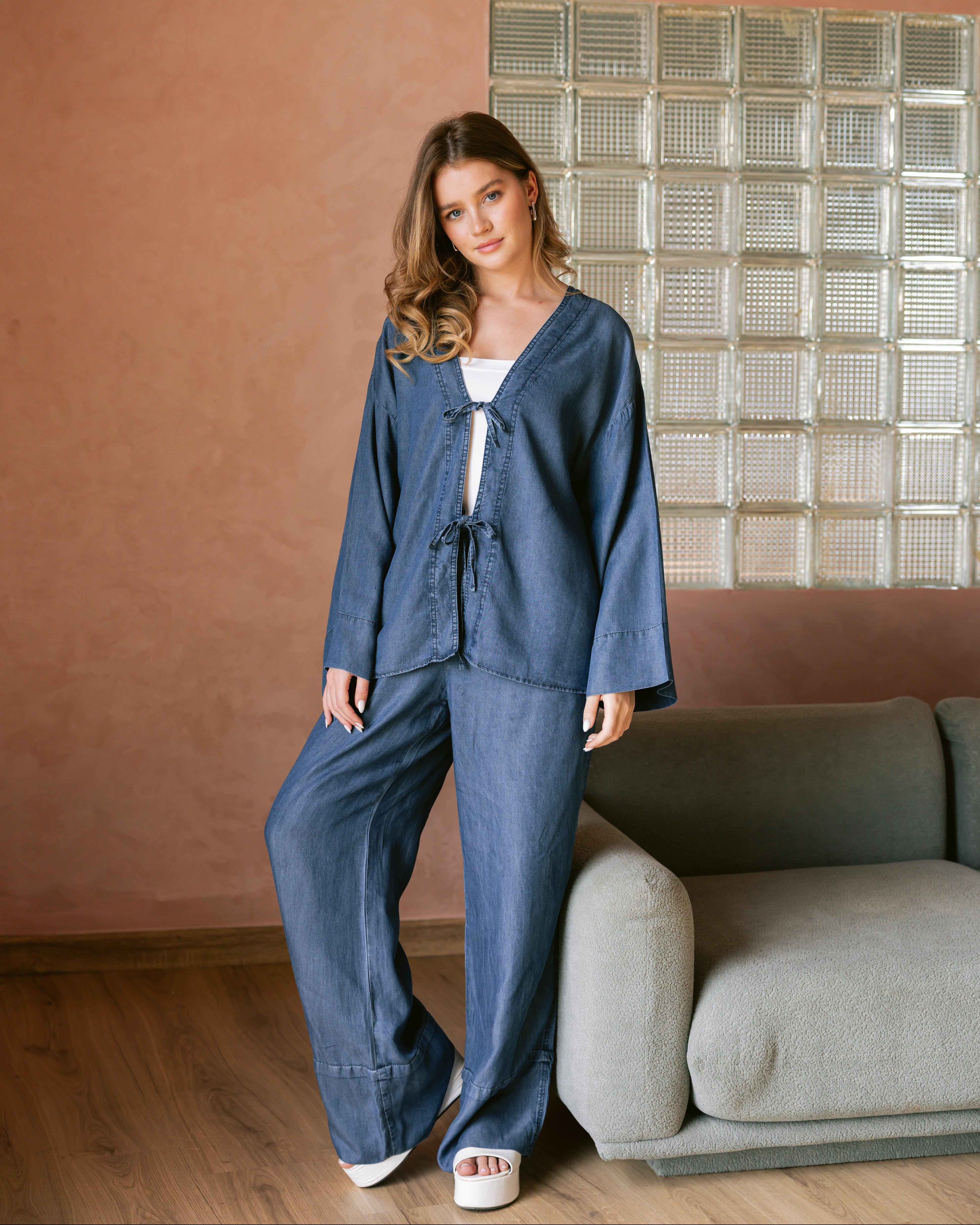 Denim Blouse - With Front Tie