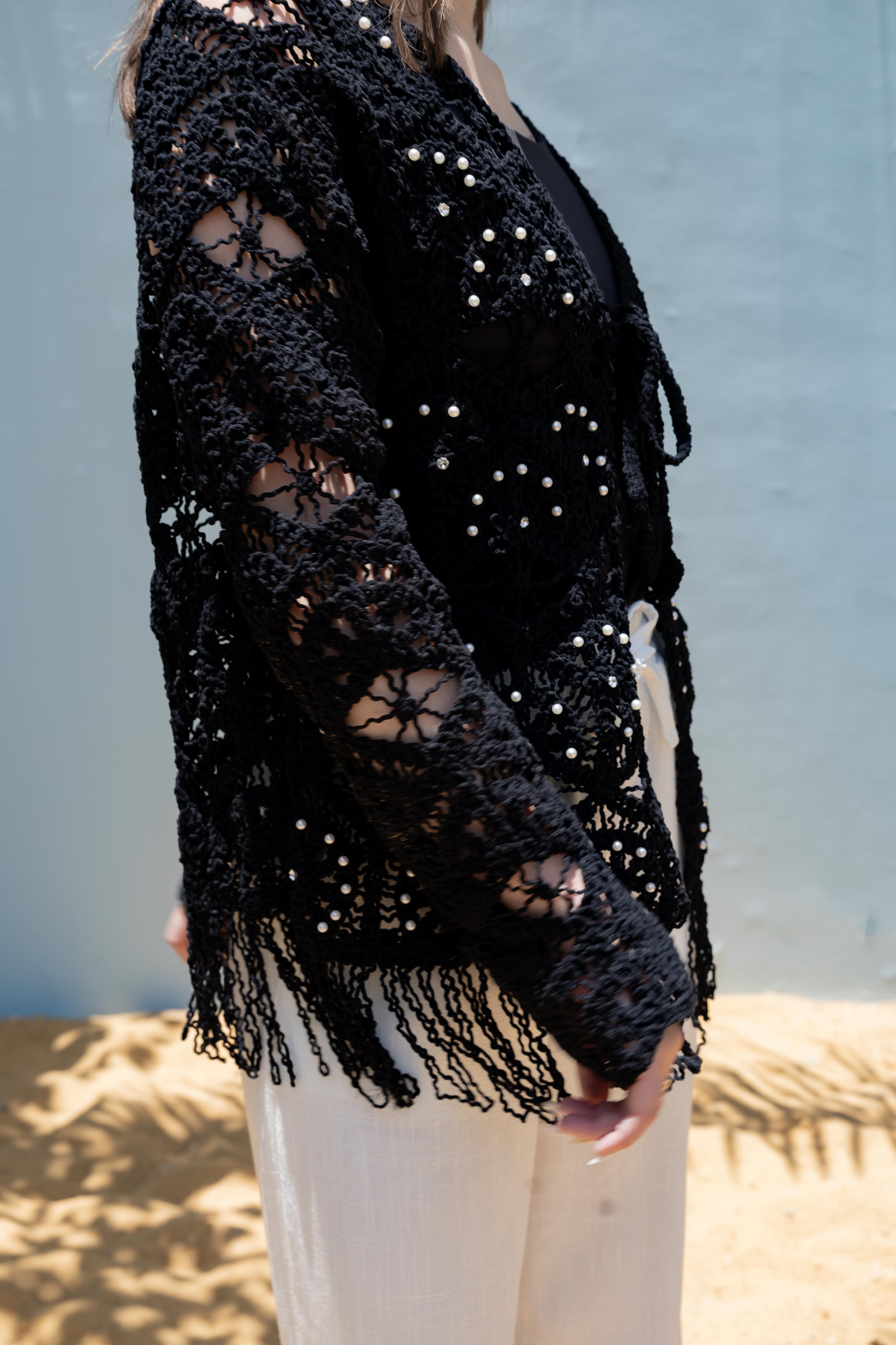 Open Front Knitwear Body With Tie Detail