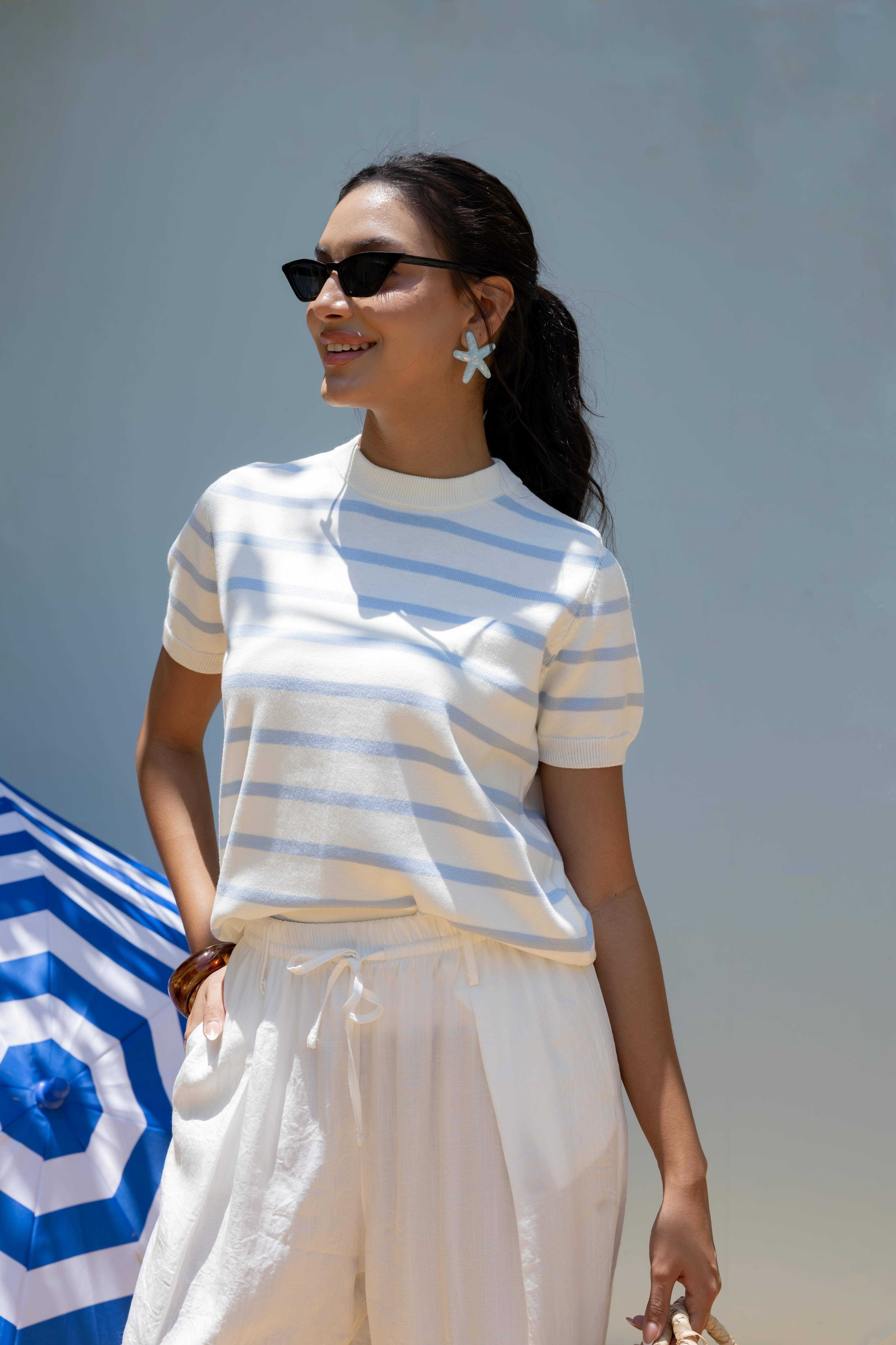 Basic Knitwear Body With Colorful Stripes