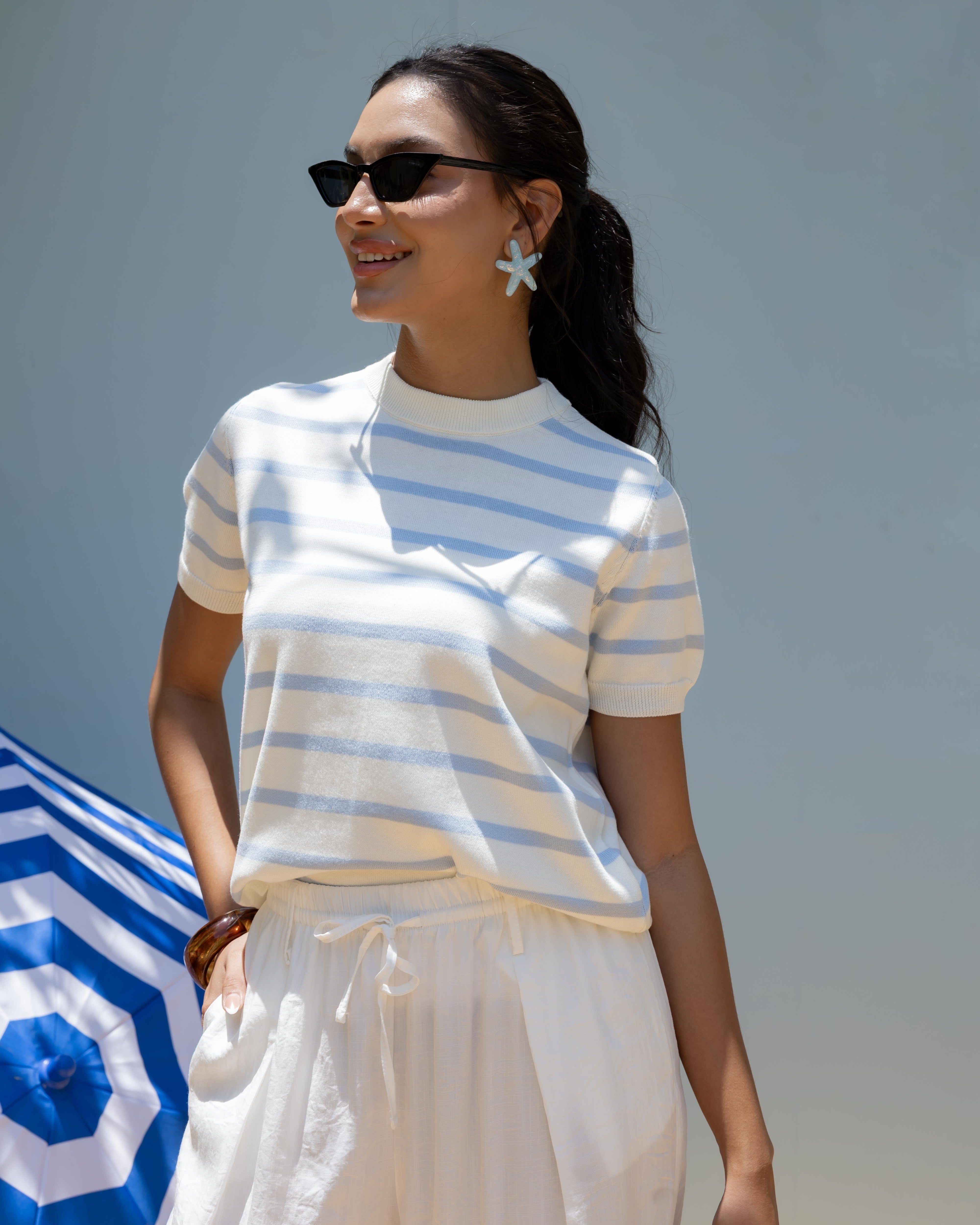 Basic Knitwear Body With Colorful Stripes