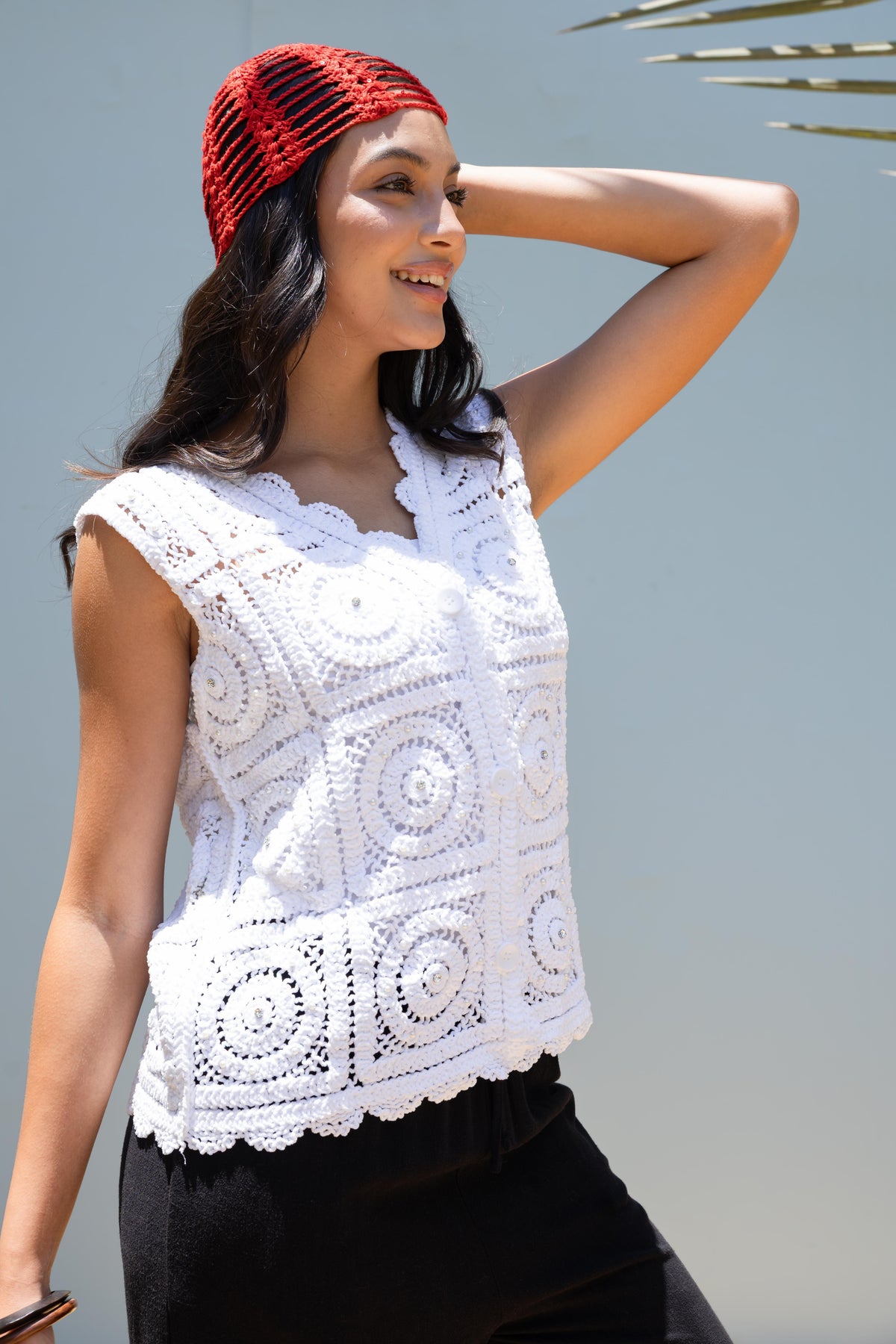 Knitwear Vest With Polka Dot Pattern
