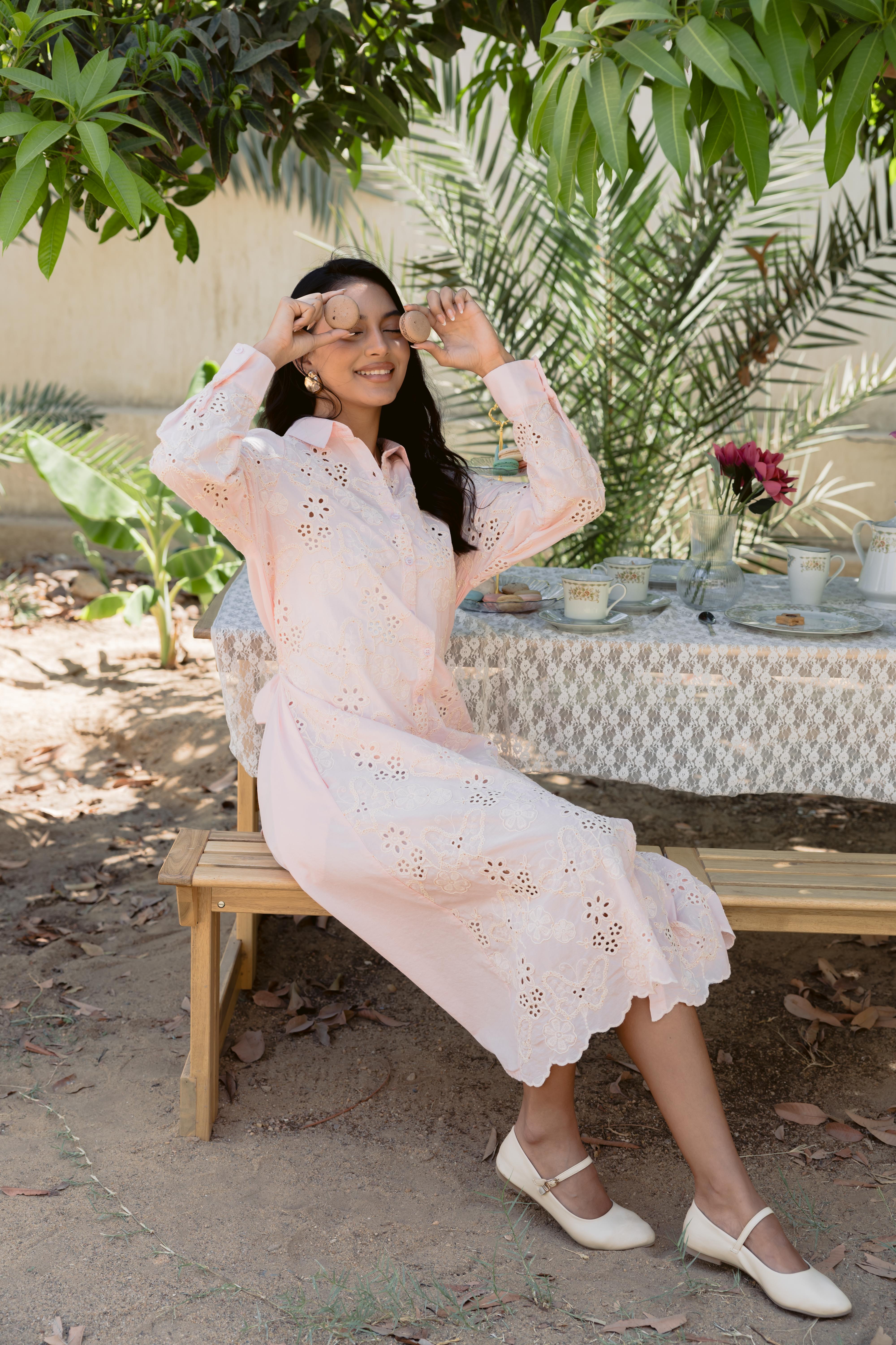 Lace-Style Button-Up Dress