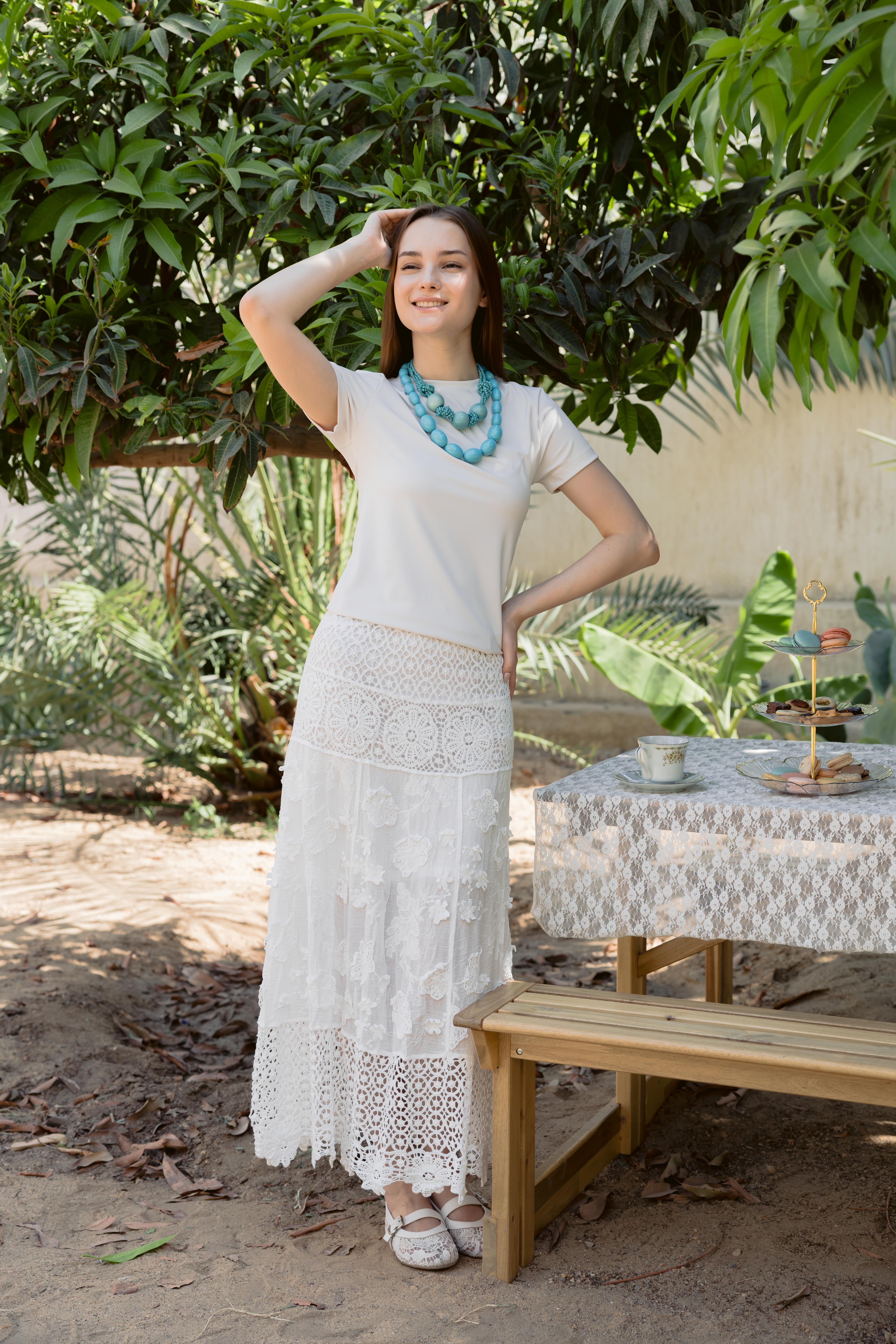 Lace Skirt With Floral Embroidery