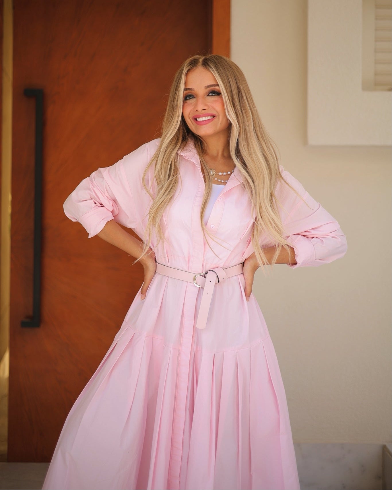 Wide Dress With Belt And Wide Sleeves