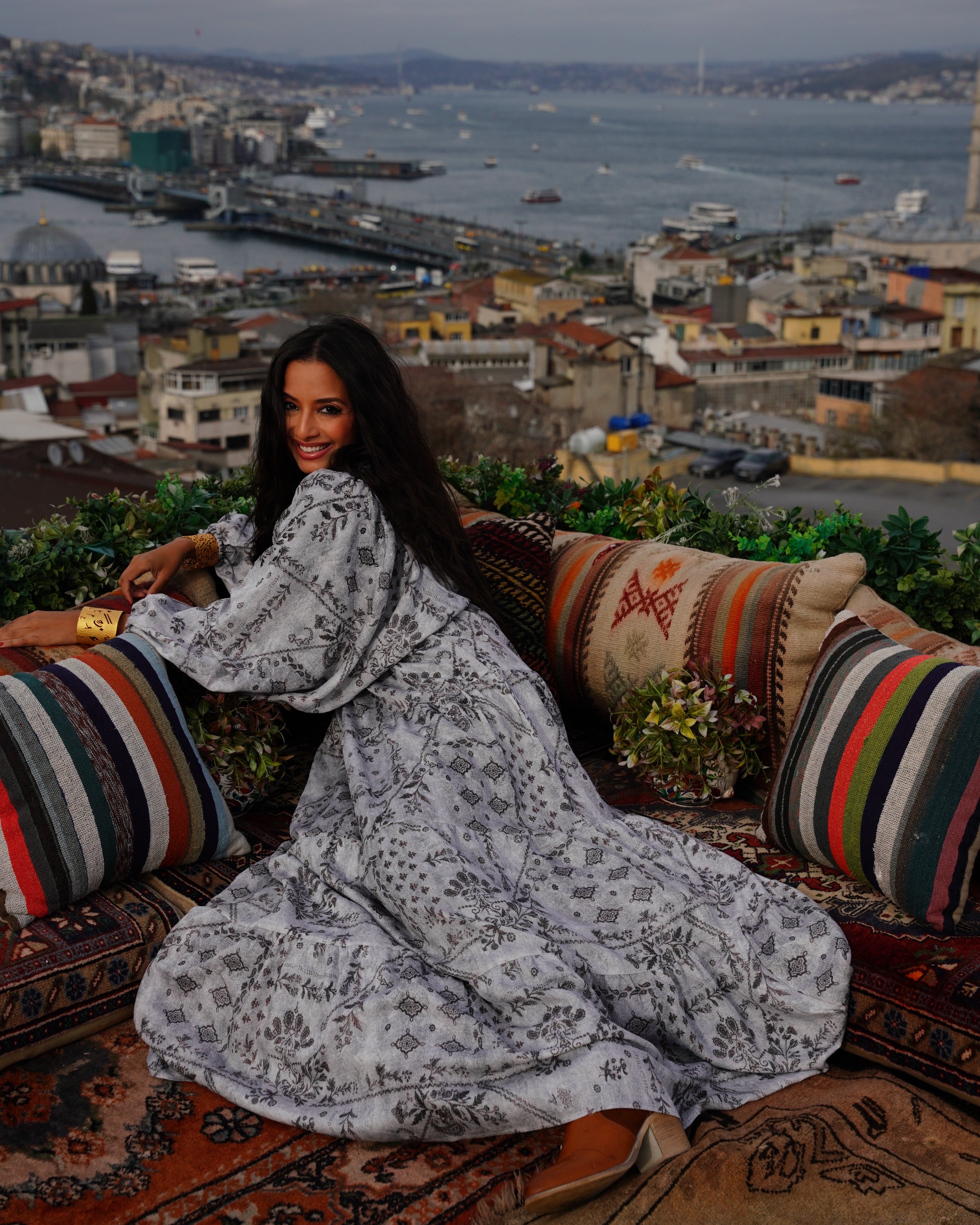All Over Floral - Dress With Neck Tie