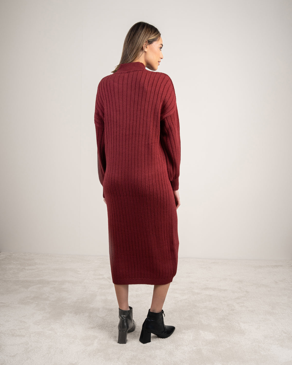 Plain Ribbed Knitwear Dress