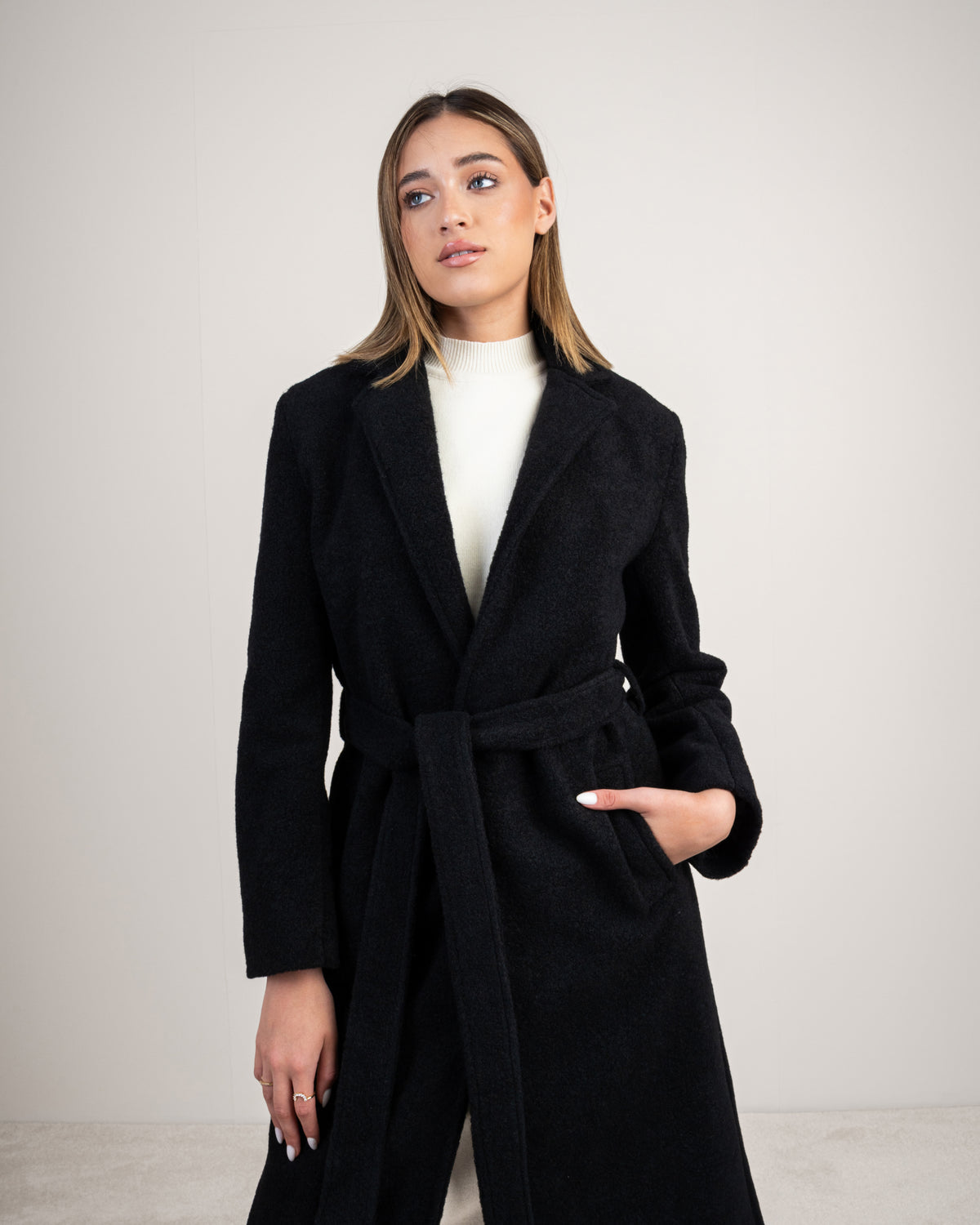 Colored Trench Coat With Belt - And Attached Collar