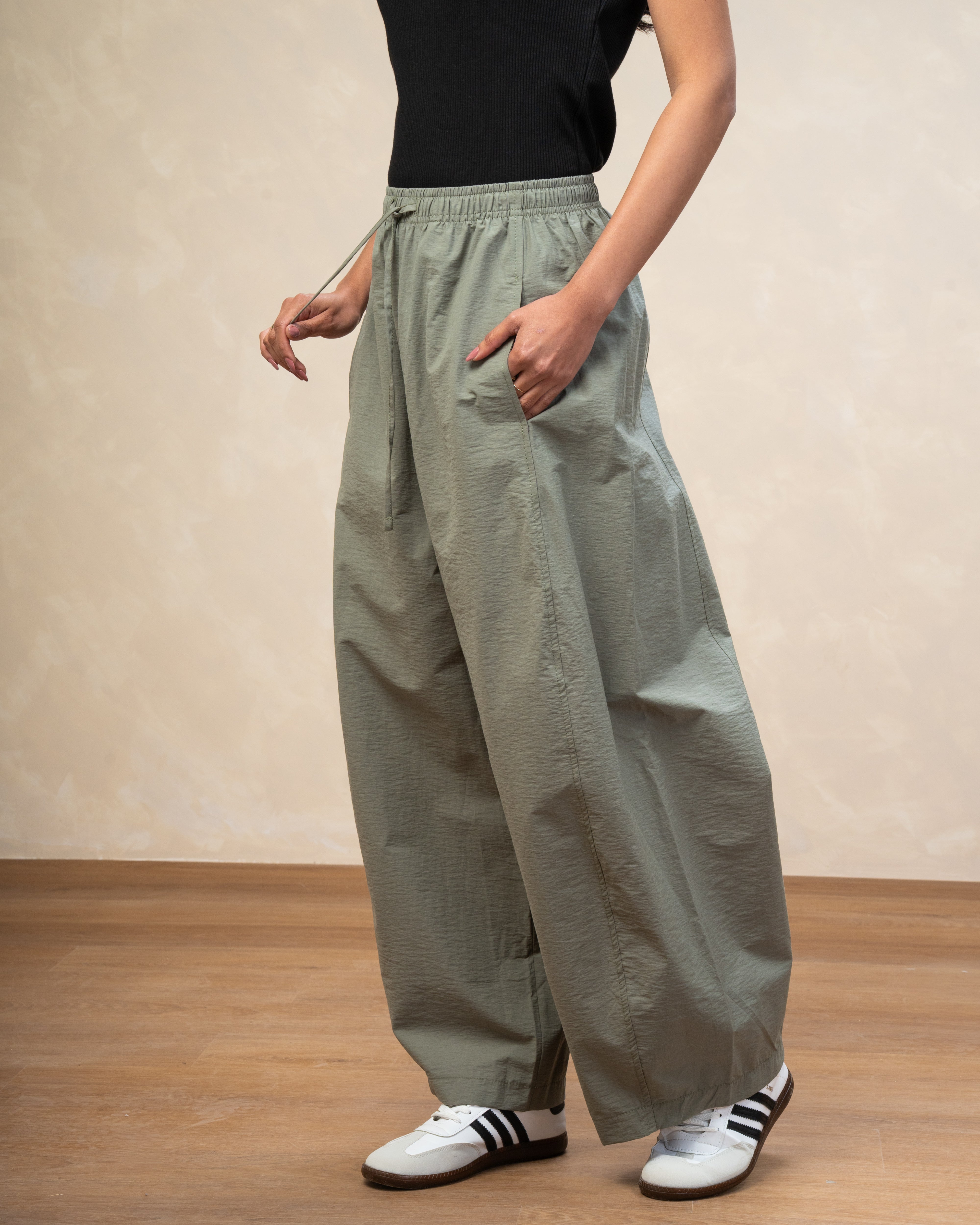 Gabardine Trouser With Drawstring Waist